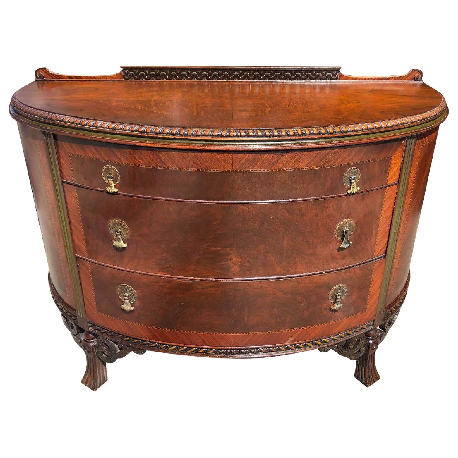 Antique 1920s Half Moon Inlaid Dresser w/ Original Handles - image-0