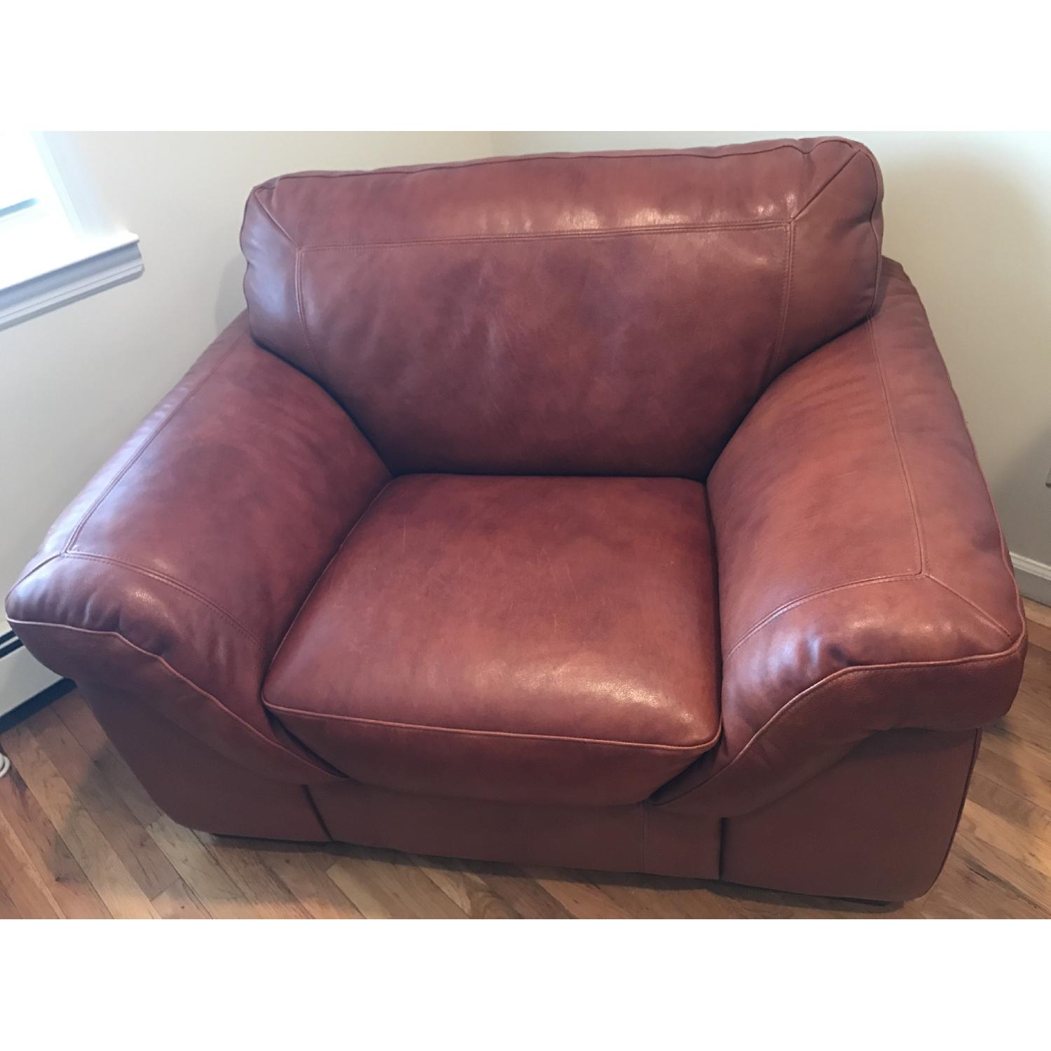 Superb Creation Brown Leather Sofa Chair Ottoman Aptdeco