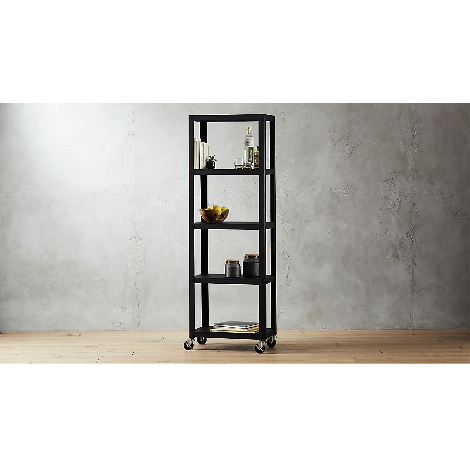 CB2 Go-Cart Black Five-Shelf Rolling Bookcase - image-1