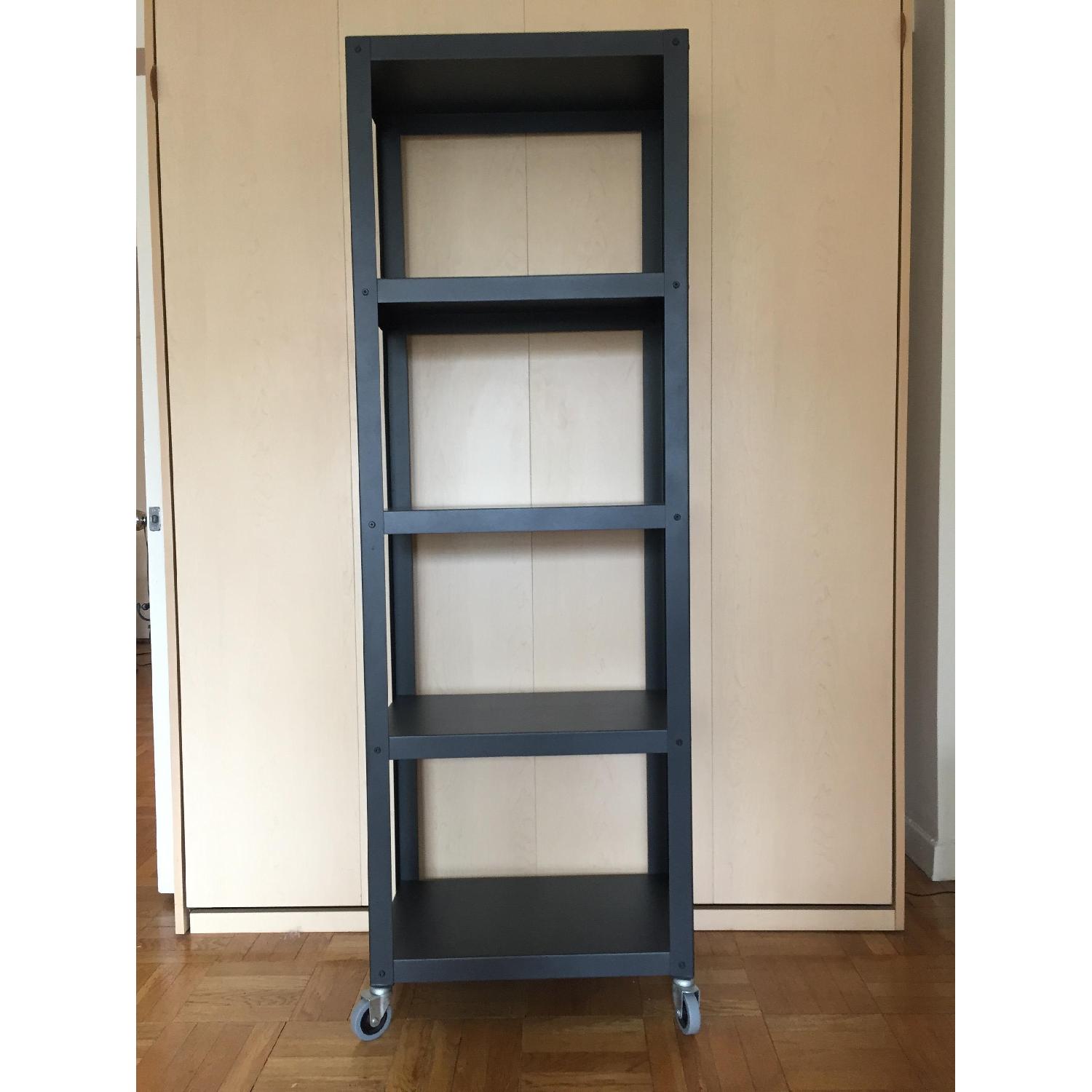 CB2 Go-Cart Black Five-Shelf Rolling Bookcase - image-3