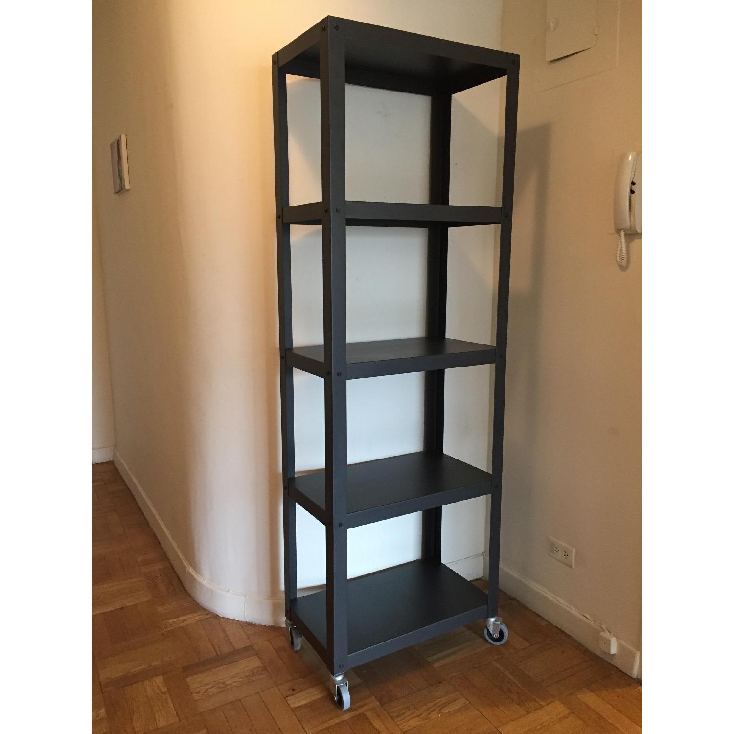 CB2 Go-Cart Black Five-Shelf Rolling Bookcase - image-4