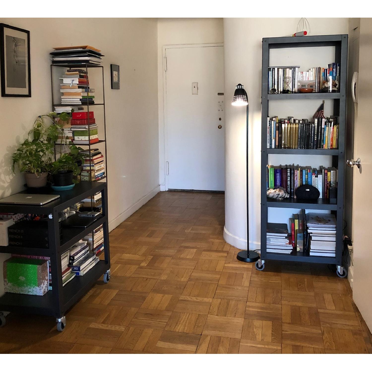 CB2 Go-Cart Black Five-Shelf Rolling Bookcase - image-7