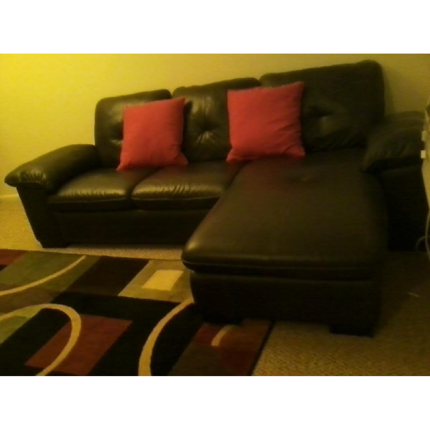 Ikea Black Faux Leather Sectional Sofa AptDeco