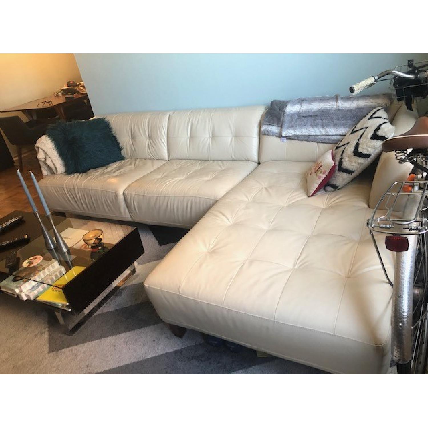 Macy's Tufted Leather Sectional Sofa - image-2