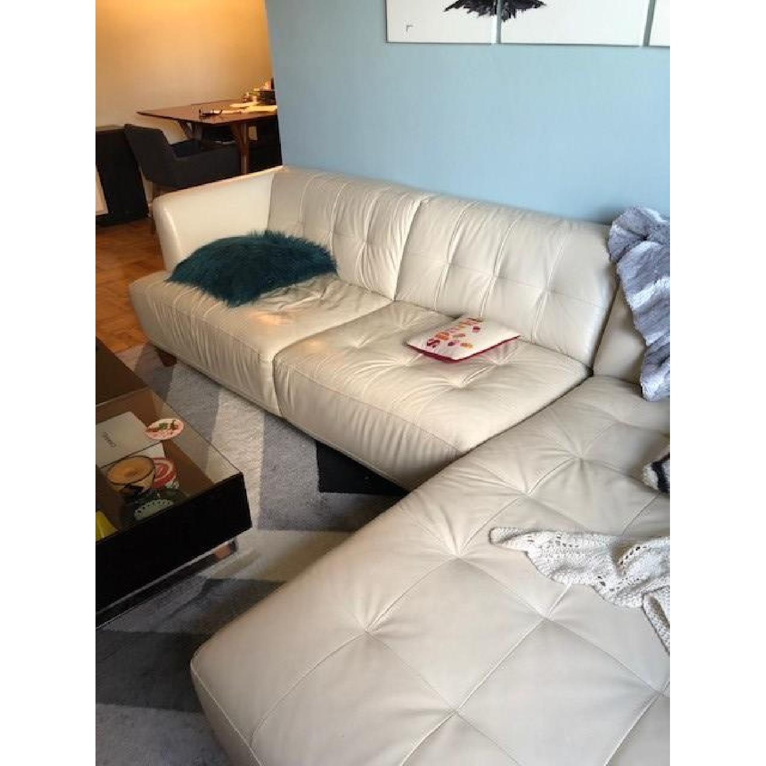 Macy's Tufted Leather Sectional Sofa - image-3