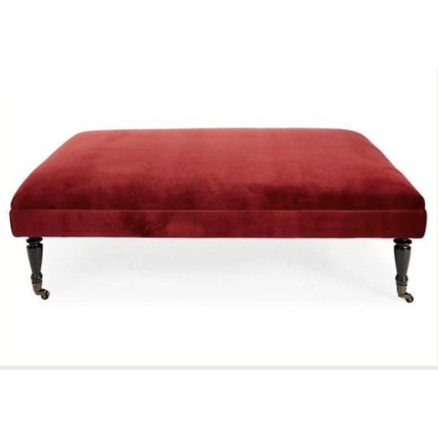Burgundy Velvet Cocktail Ottoman - image-0