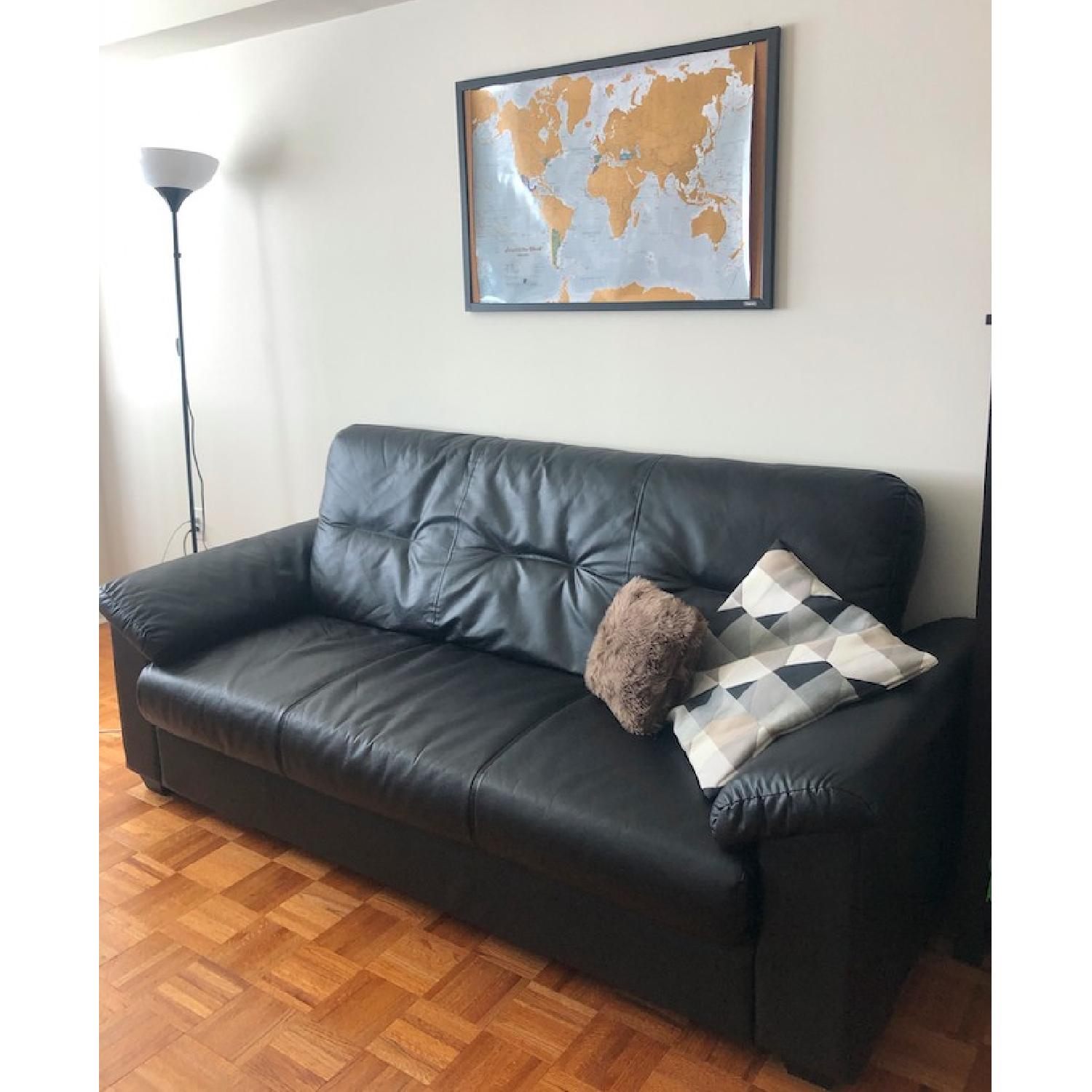 Ikea Knislinge Black Faux Leather Sofa AptDeco