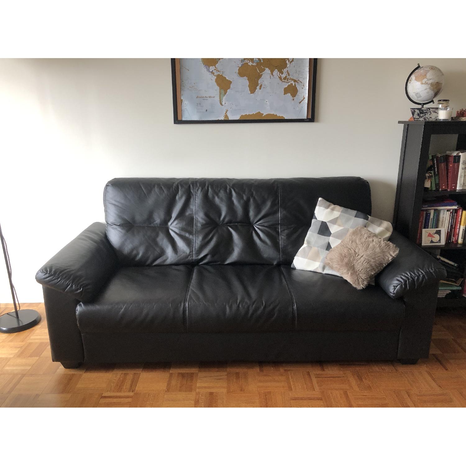 Ikea Knislinge Black Faux Leather Sofa AptDeco
