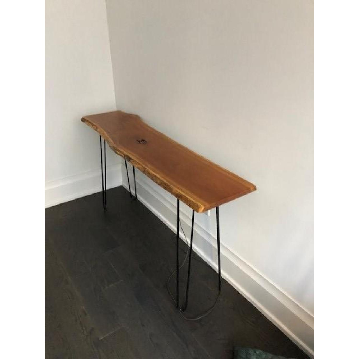 Live Edge Oak Console/Sofa/Buffet Table w / Steel Legs AptDeco