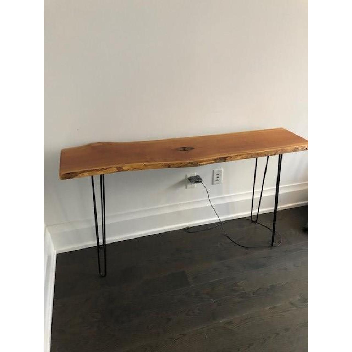 Live Edge Oak Console/Sofa/Buffet Table w / Steel Legs AptDeco