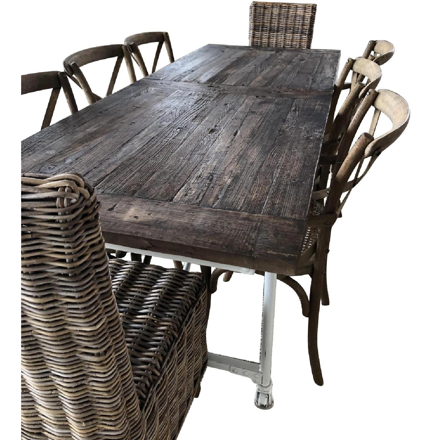 Restoration Hardware Reclaimed Wood Dining Table w/ 8 Chairs - AptDeco