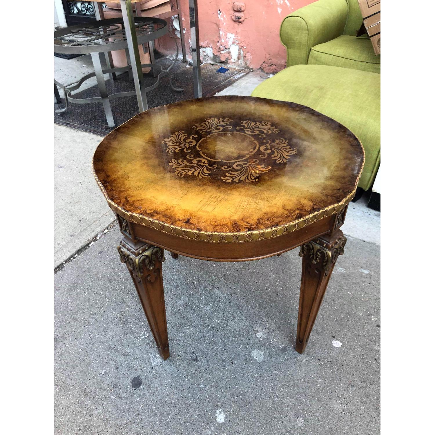 Vintage Mid Century 1960s Golden Side Table w/ Glass - image-3