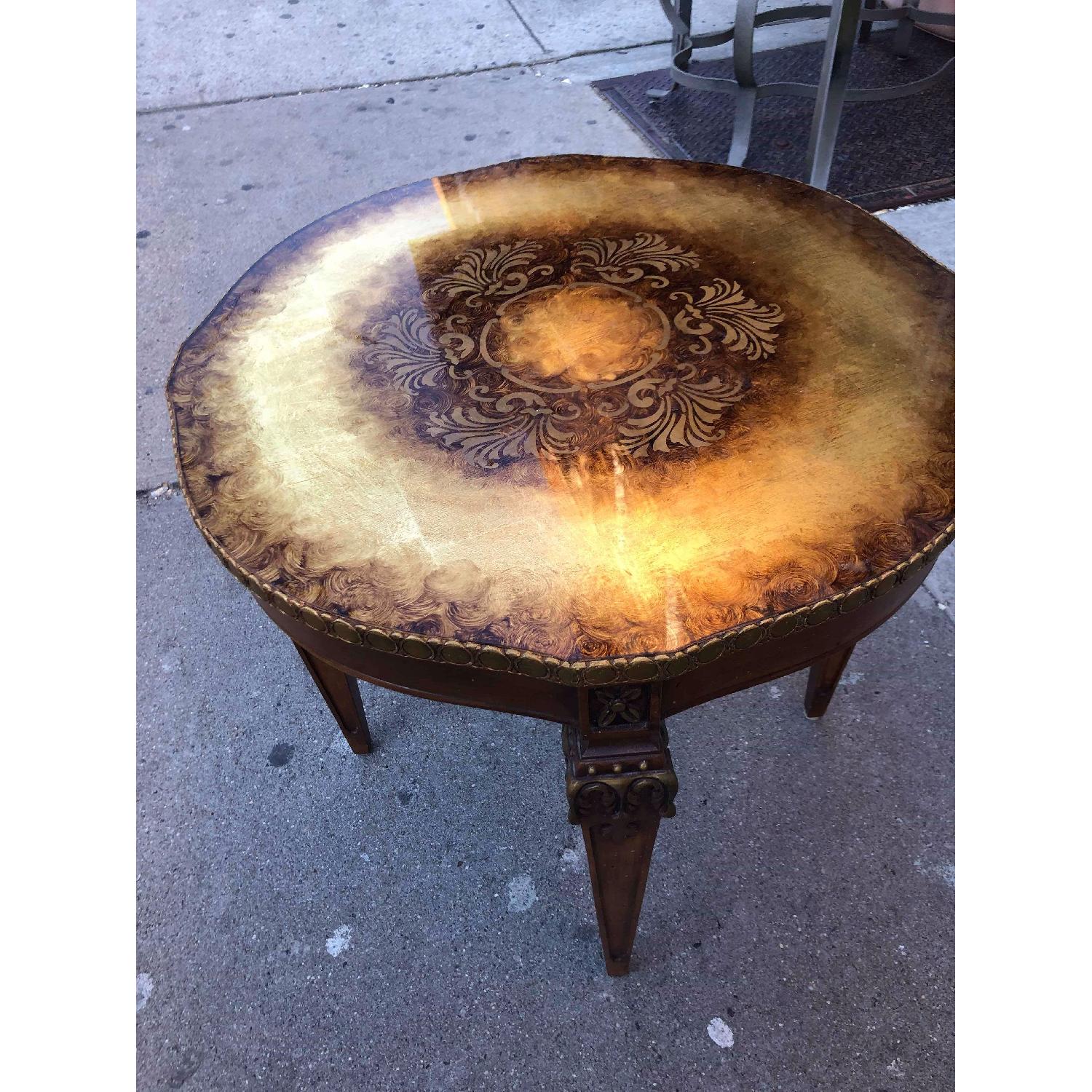 Vintage Mid Century 1960s Golden Side Table w/ Glass - image-4