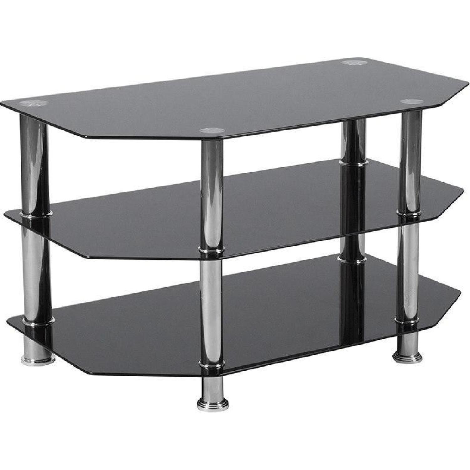 Flash Furniture North Beach Black Glass TV Stand - image-1