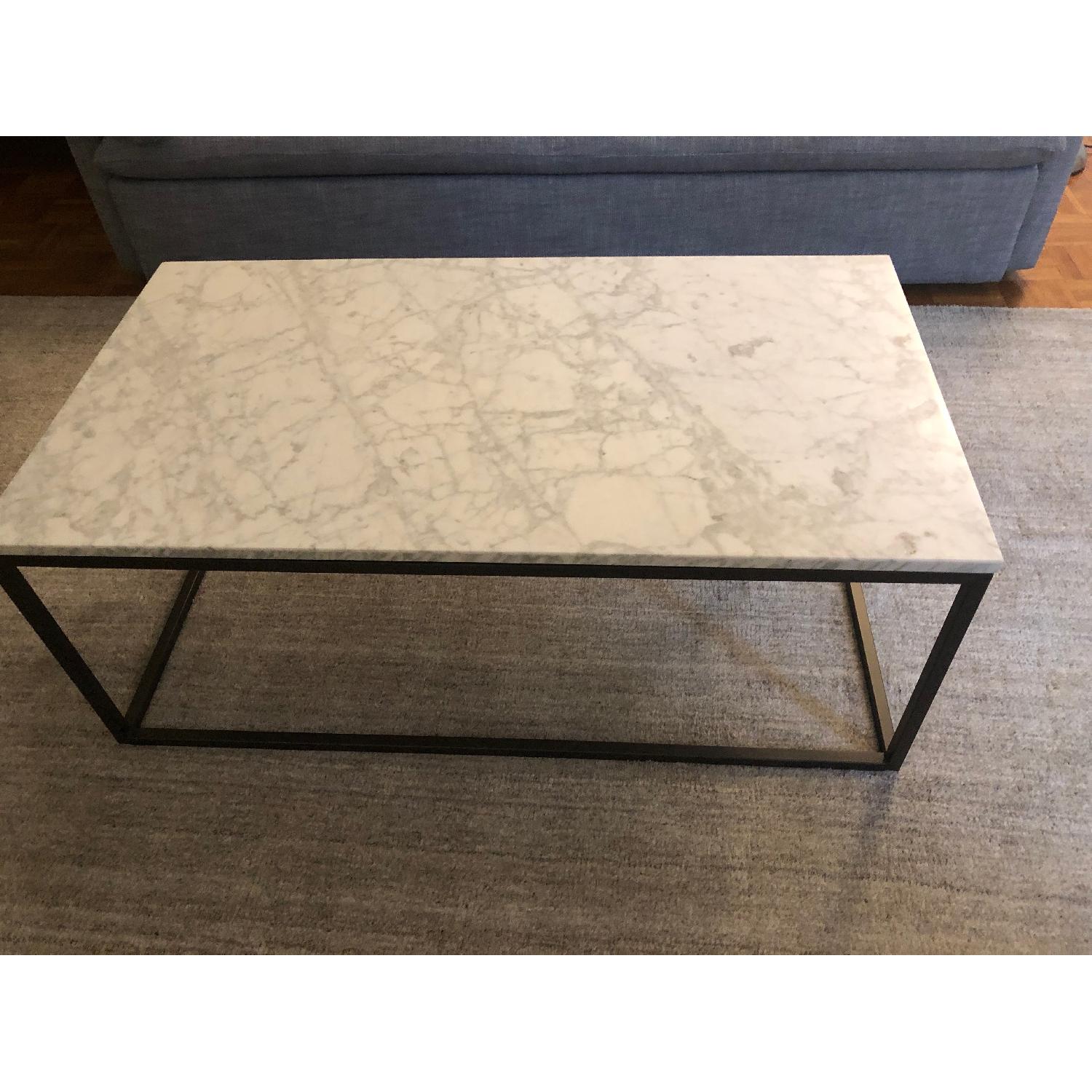 West Elm Box Frame Marble/Antique Bronze Coffee Table - image-1
