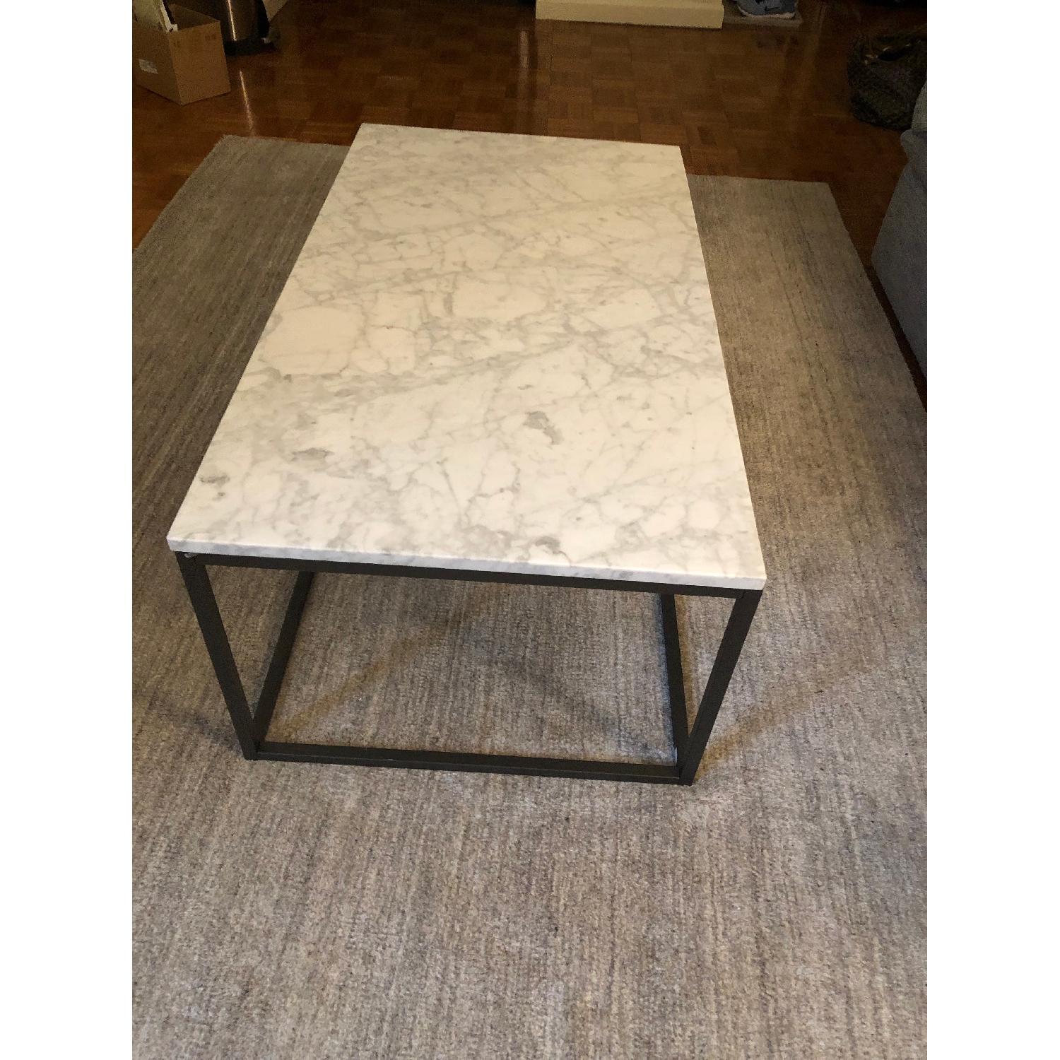 West Elm Box Frame Marble/Antique Bronze Coffee Table - image-2