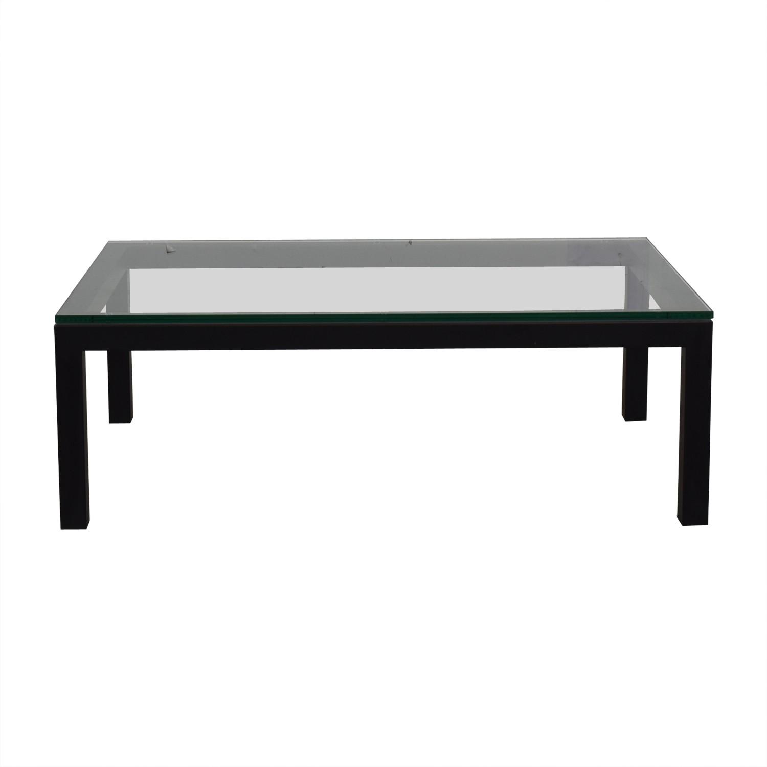 Crate & Barrel Black Glass Parsons Coffee Table AptDeco