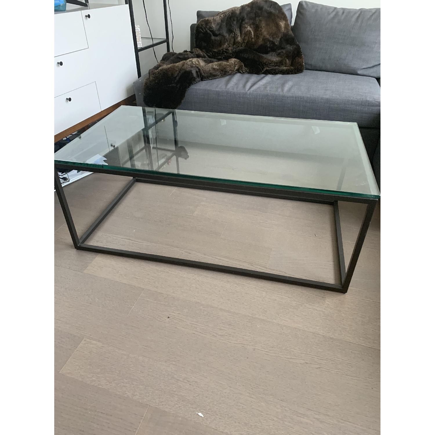 West Elm Box Frame Glass/Antique Bronze Coffee Table - image-2
