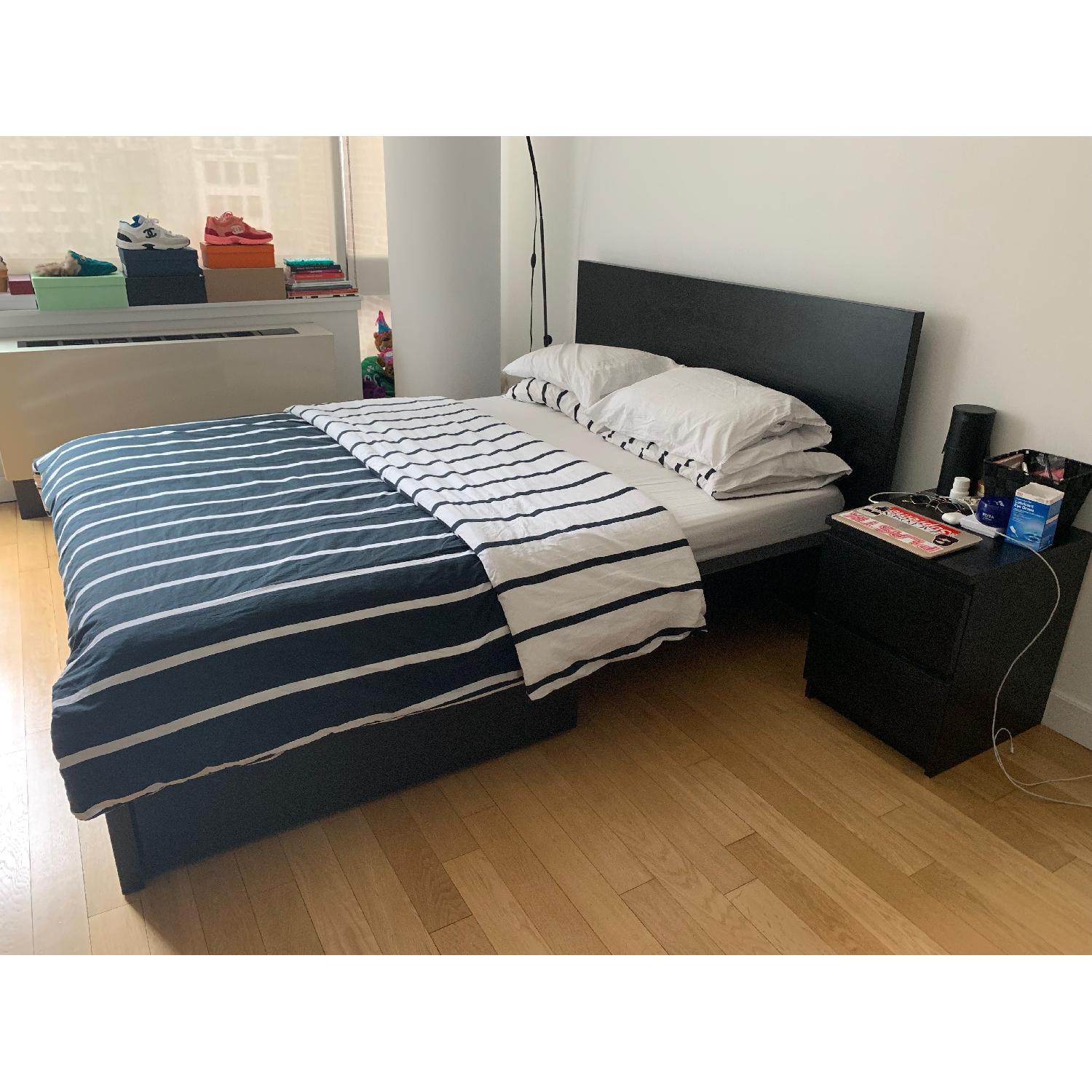 Ikea Queen Bed w/ 2 Storage Drawers AptDeco