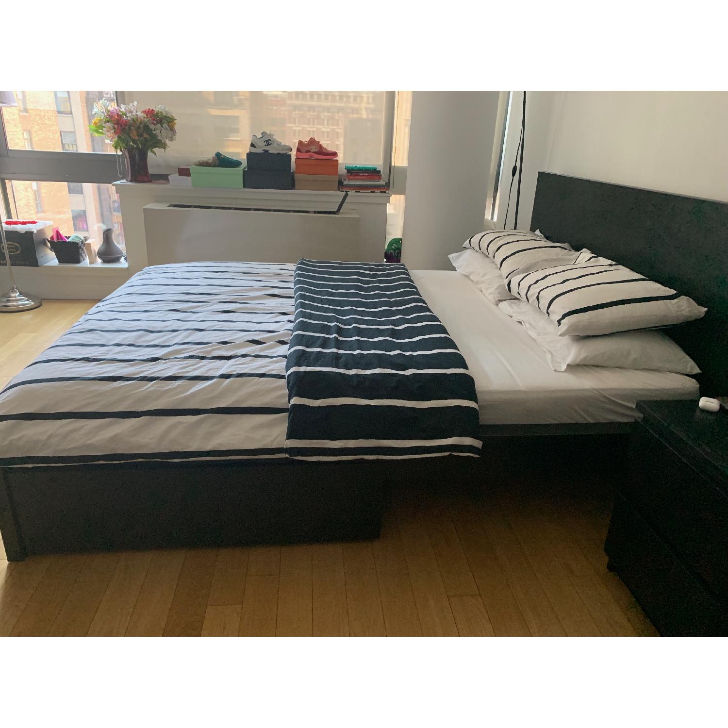 Ikea Queen Bed w/ 2 Storage Drawers AptDeco