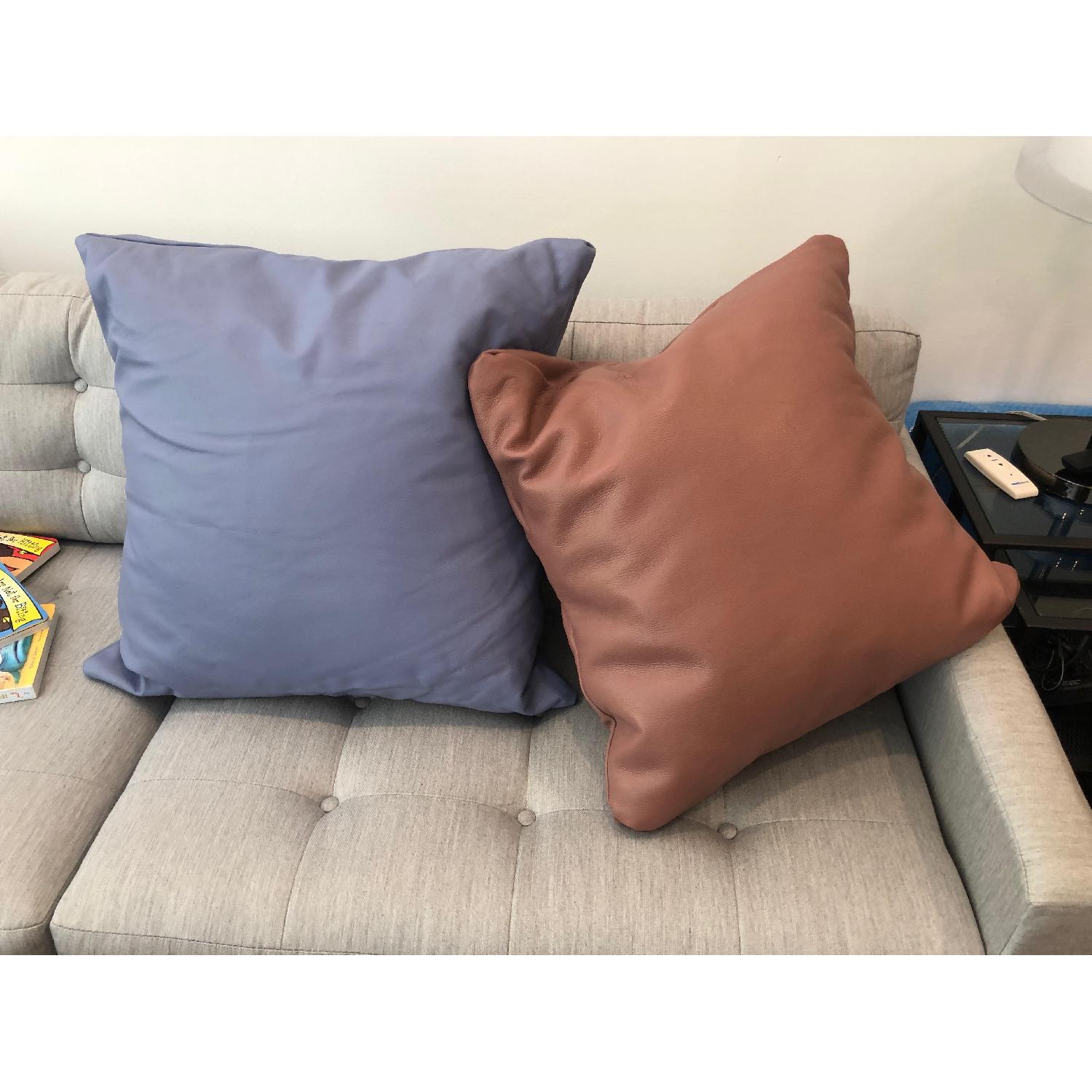 Cold Picnic Blue & Pink Leather Pillows - image-3