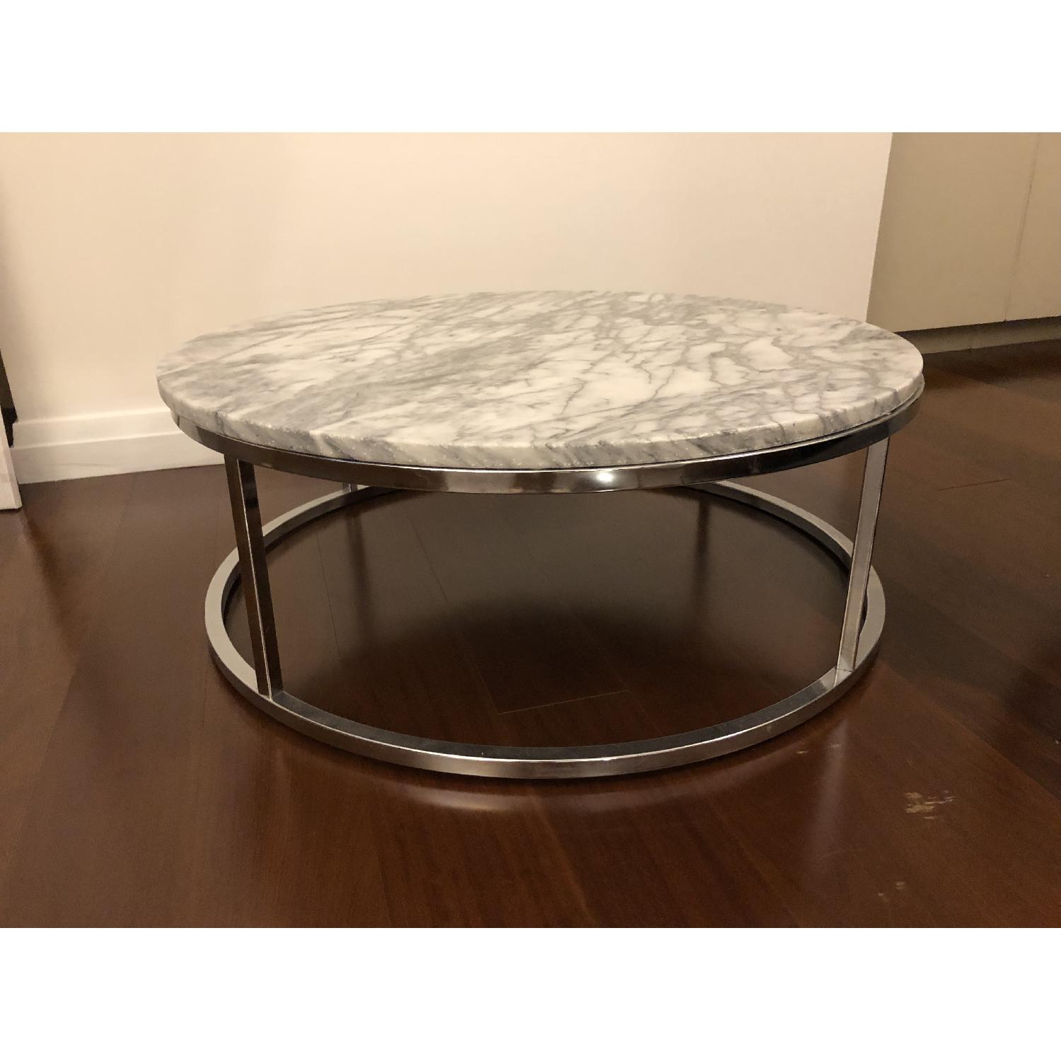 CB2 Smart Round Marble Top Coffee Table AptDeco