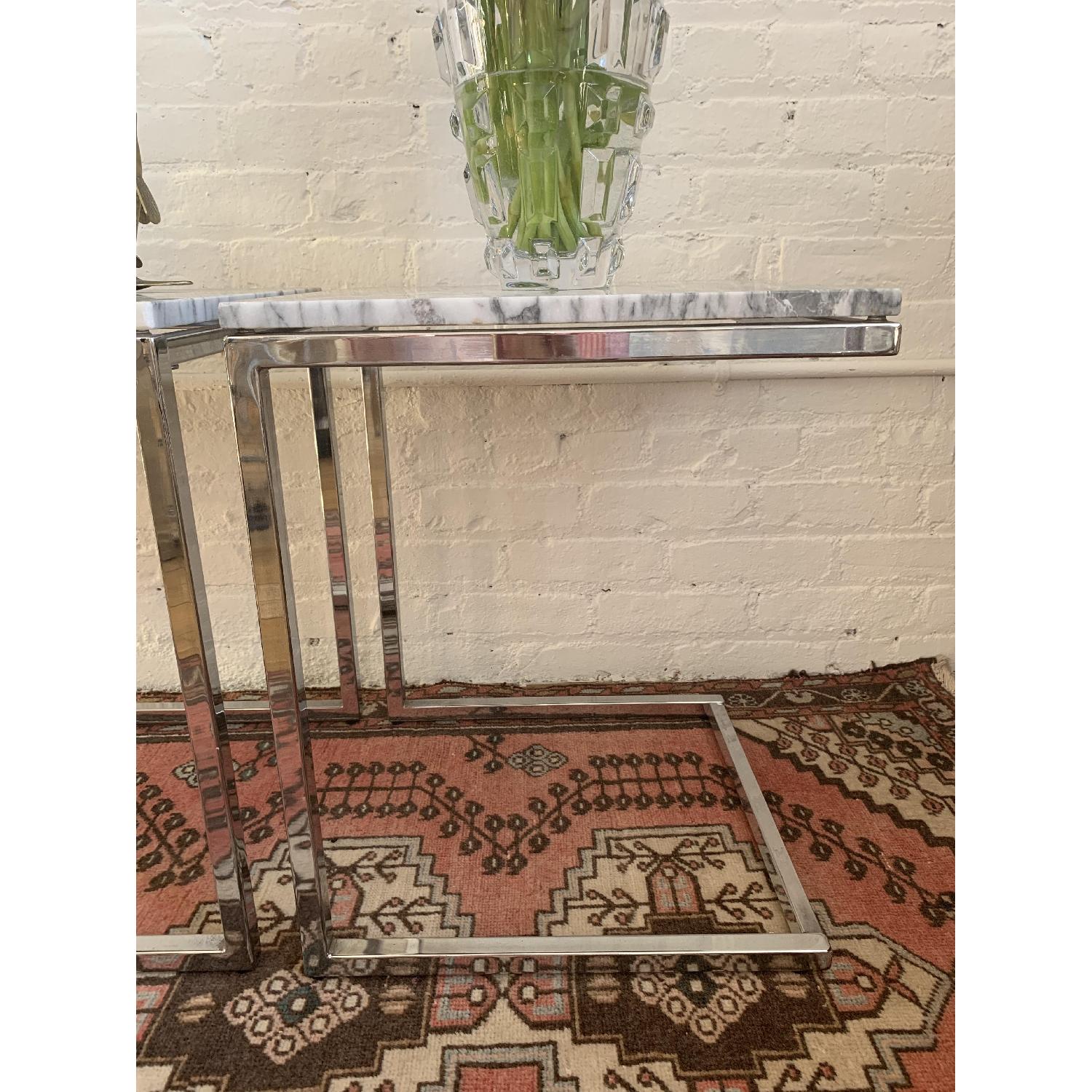 CB2 Marble & Chrome Side Tables - AptDeco