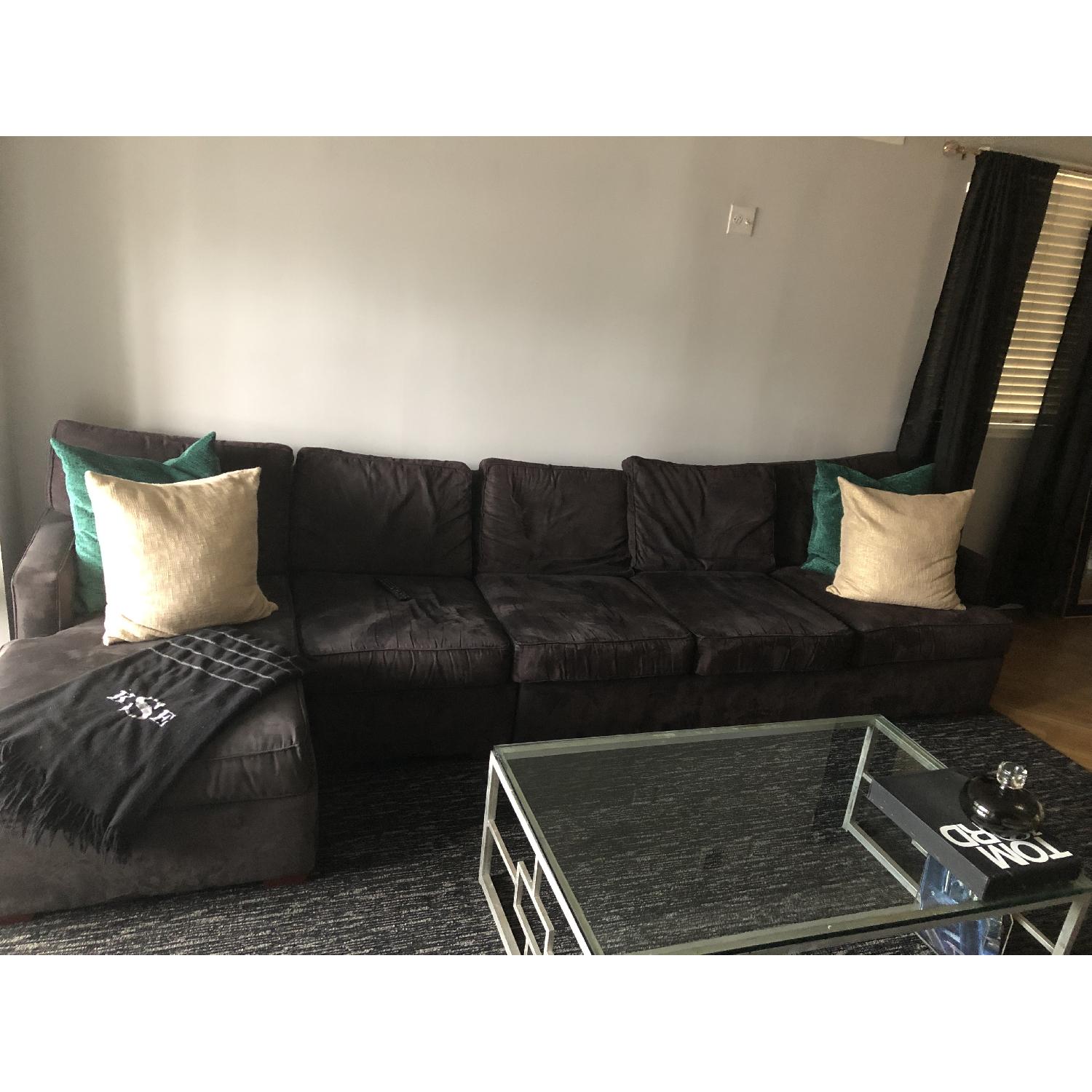 Black Suede 2-Piece Sectional Sofa - image-1