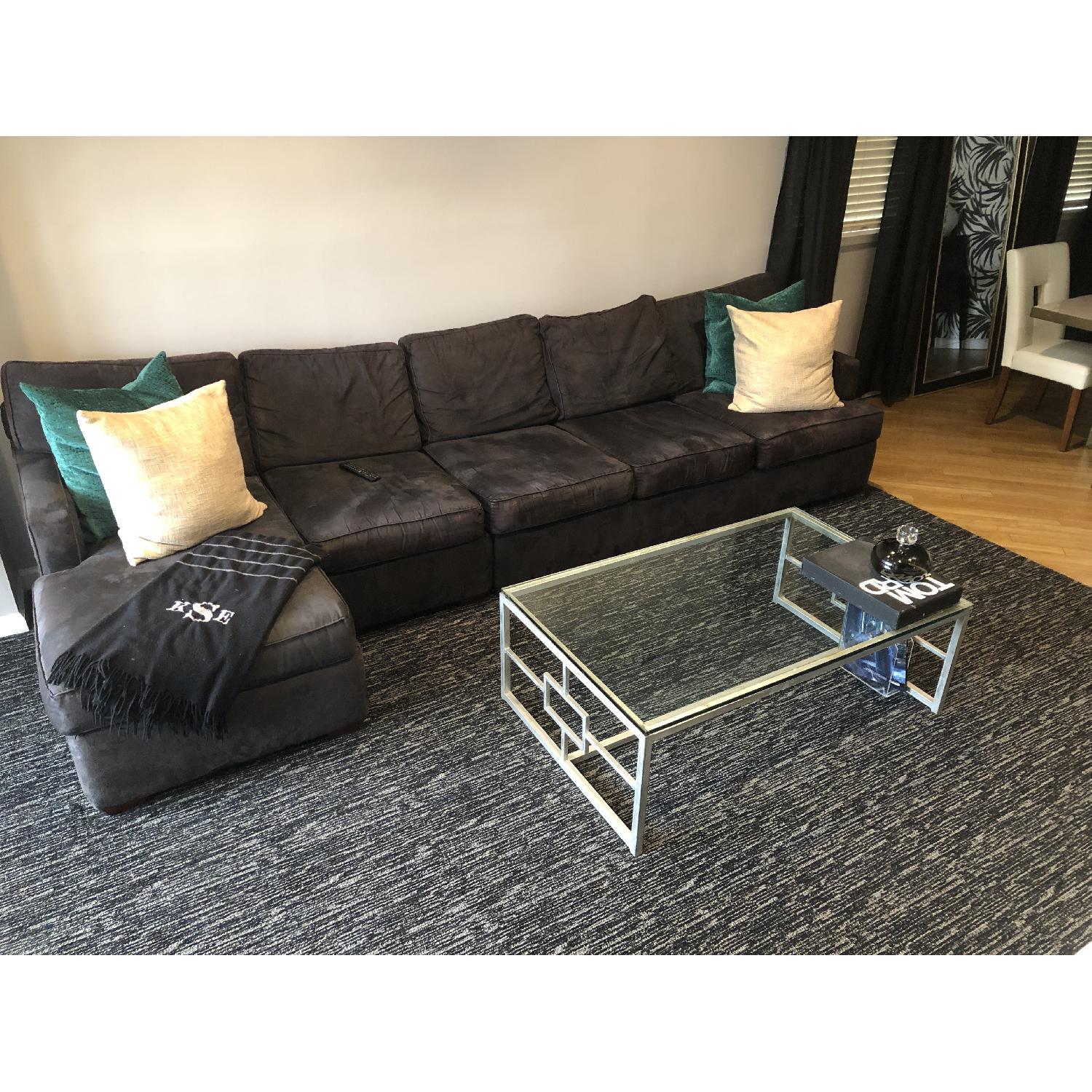 Black Suede 2-Piece Sectional Sofa - image-2