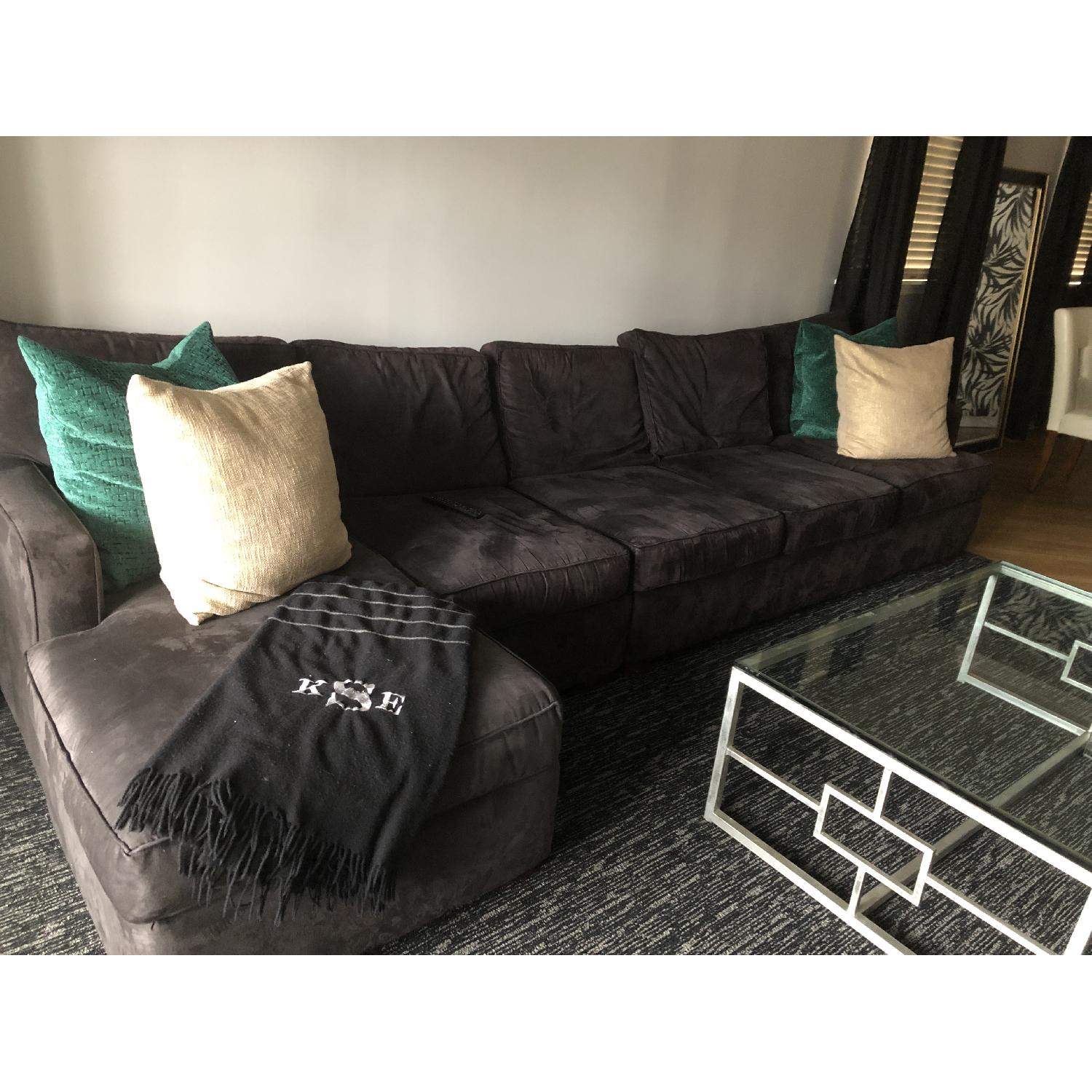 Black Suede 2-Piece Sectional Sofa - image-3