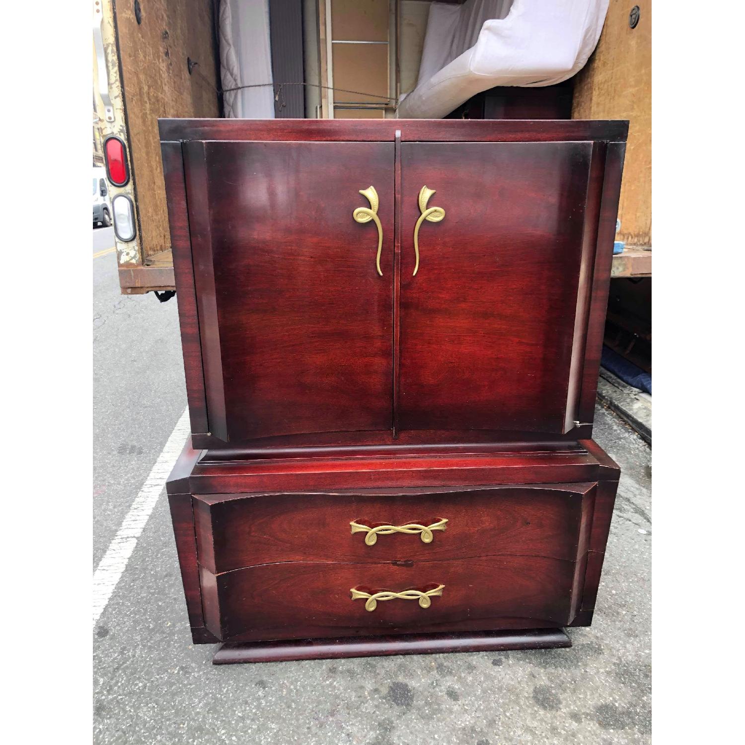 Antique 1940s Solid Wood Armoire W Cedar Drawer Chest Aptdeco