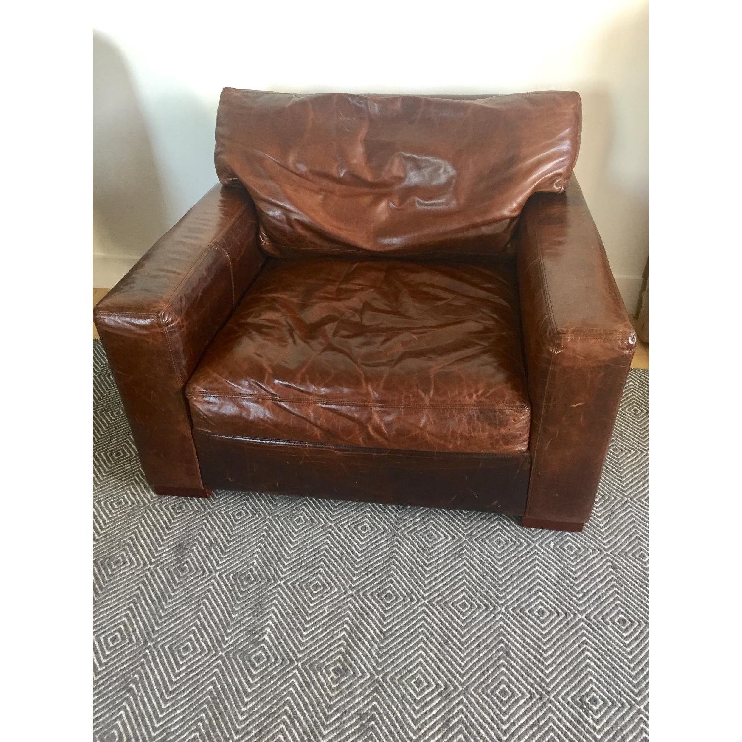 Restoration Hardware Maxwell Leather Chair & Ottoman AptDeco