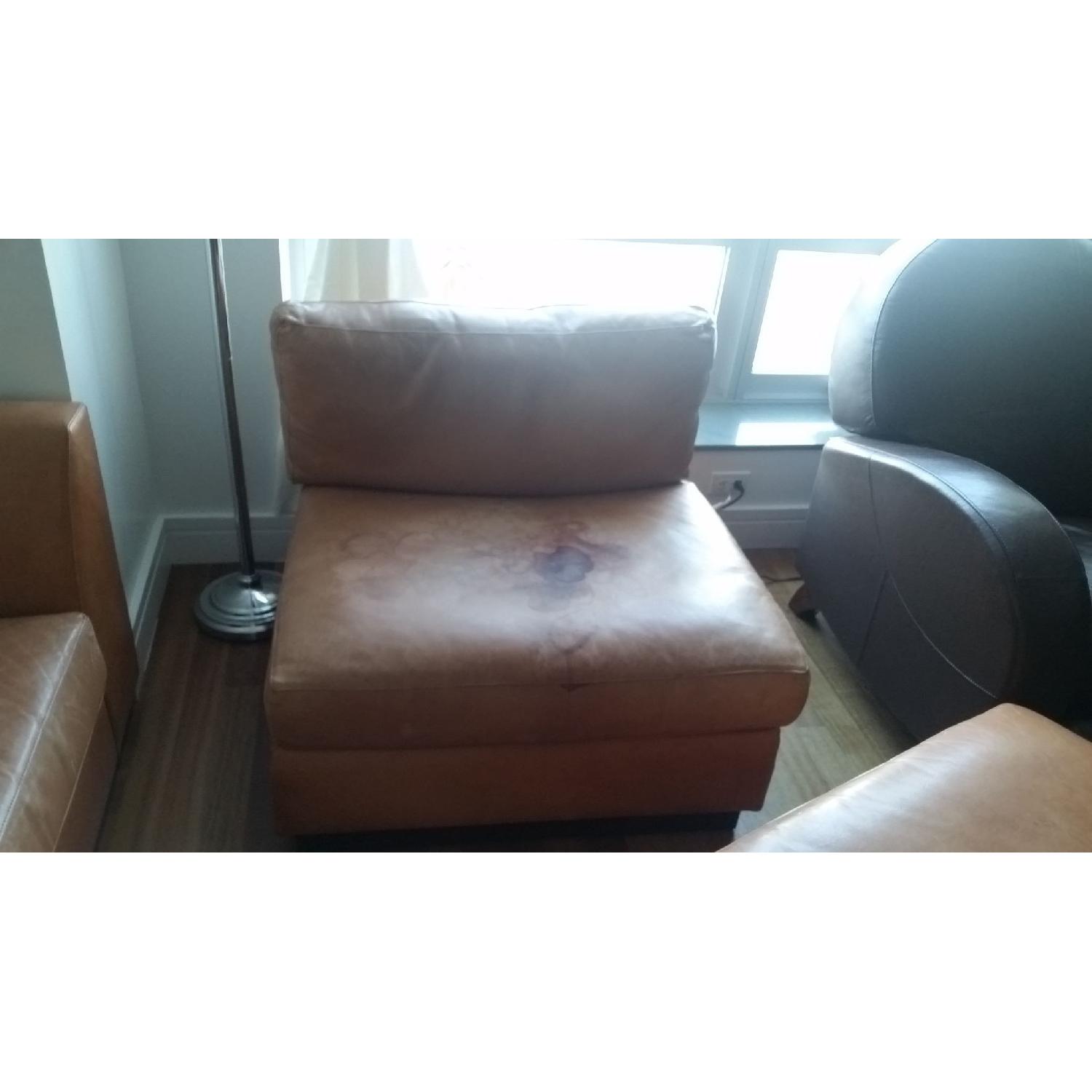 Crate & Barrel Orange Leather Sectional Sofa - image-2