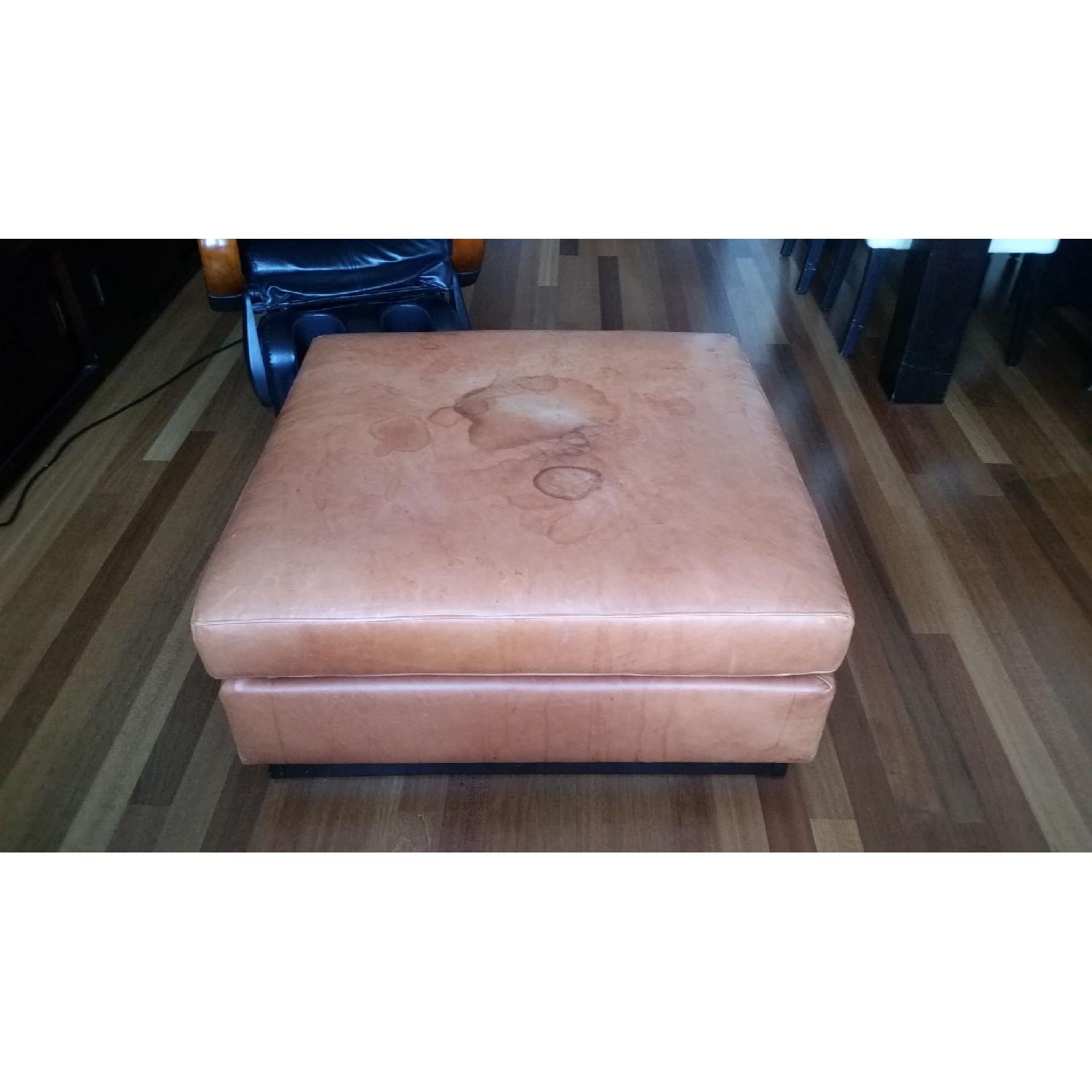 Crate & Barrel Orange Leather Sectional Sofa - image-3