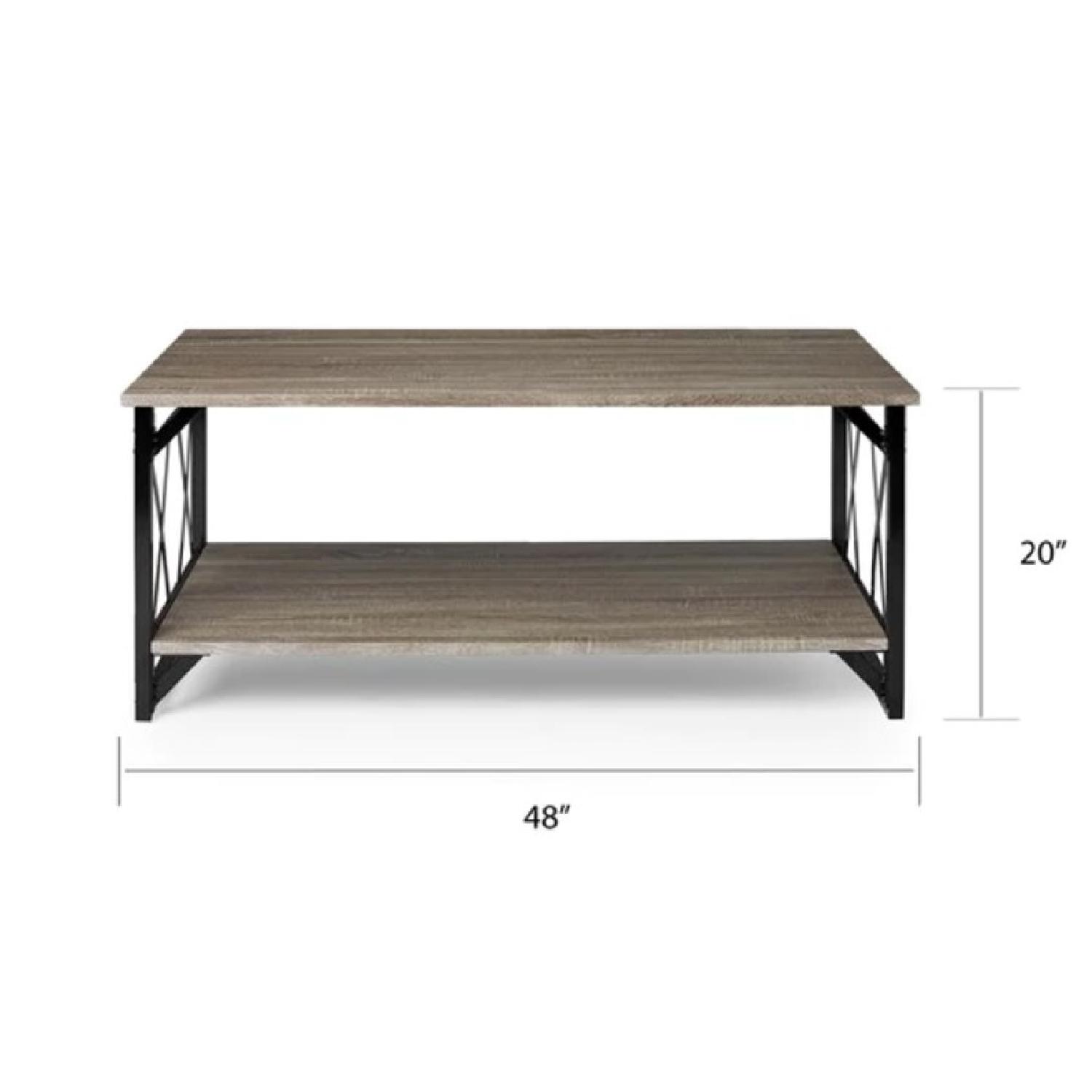 Simple Living Seneca Reclaimed Grey Double X Design Coffee Table - image-2