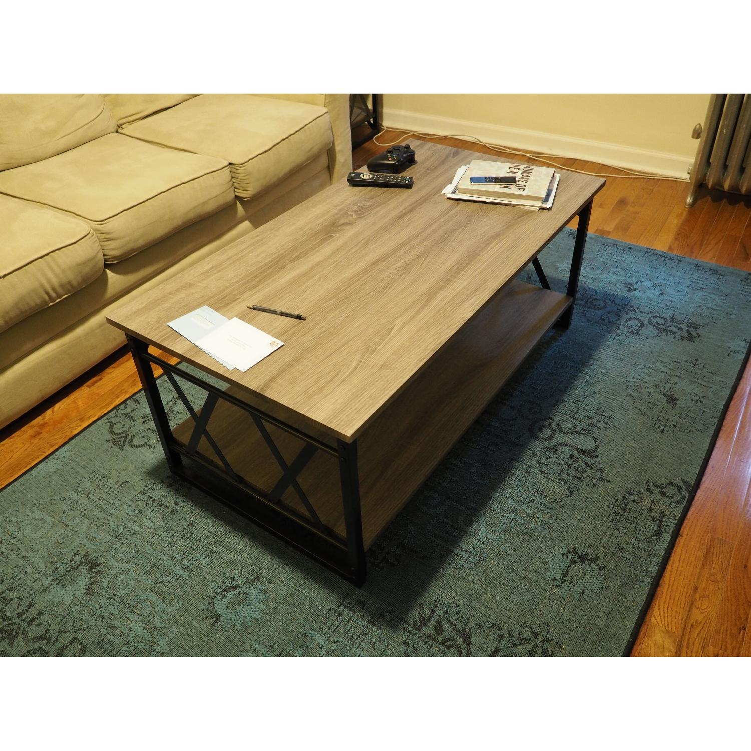 Simple Living Seneca Reclaimed Grey Double X Design Coffee Table - image-3