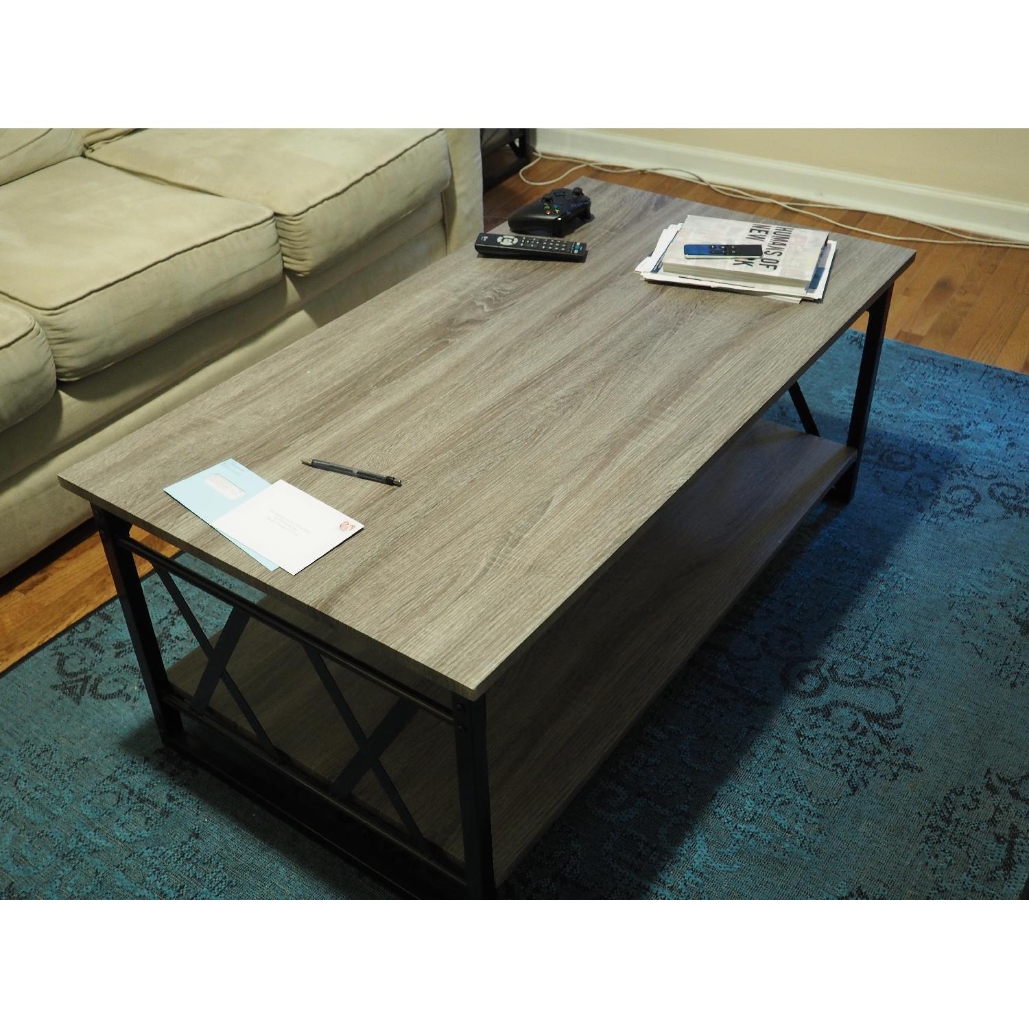 Simple Living Seneca Reclaimed Grey Double X Design Coffee Table - image-4