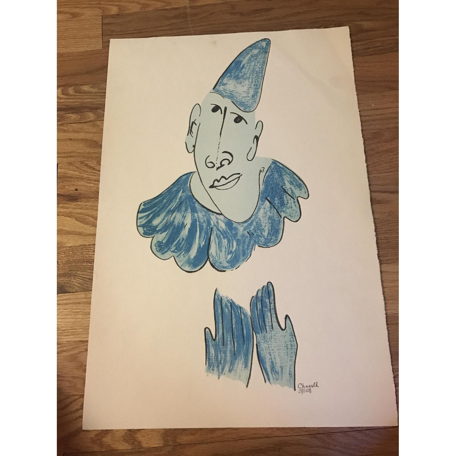 Signed & Numbered Chagall Lithograph - Blue Clown - image-1
