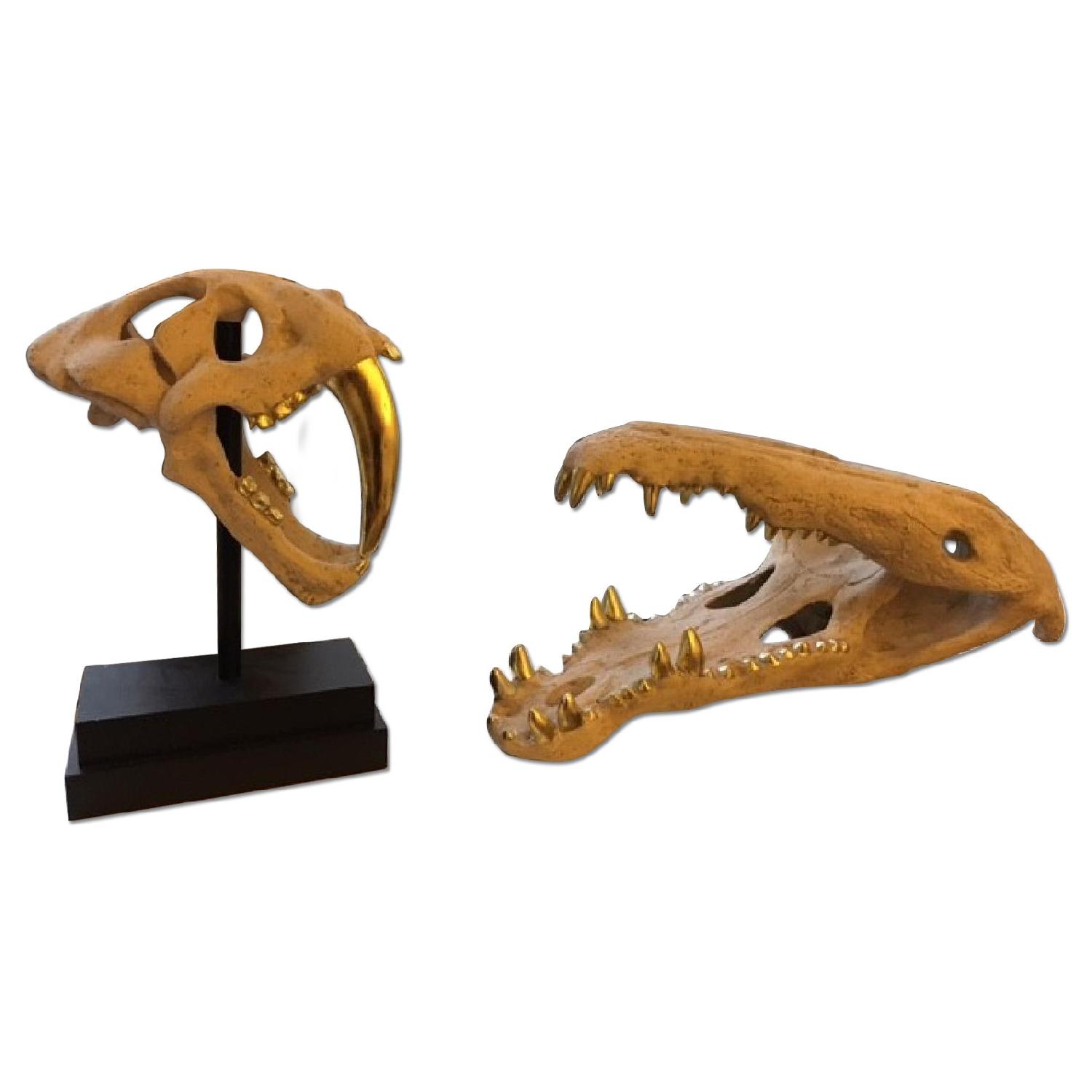 Replica Crocodile & Sabertooth Tiger Skull - image-0