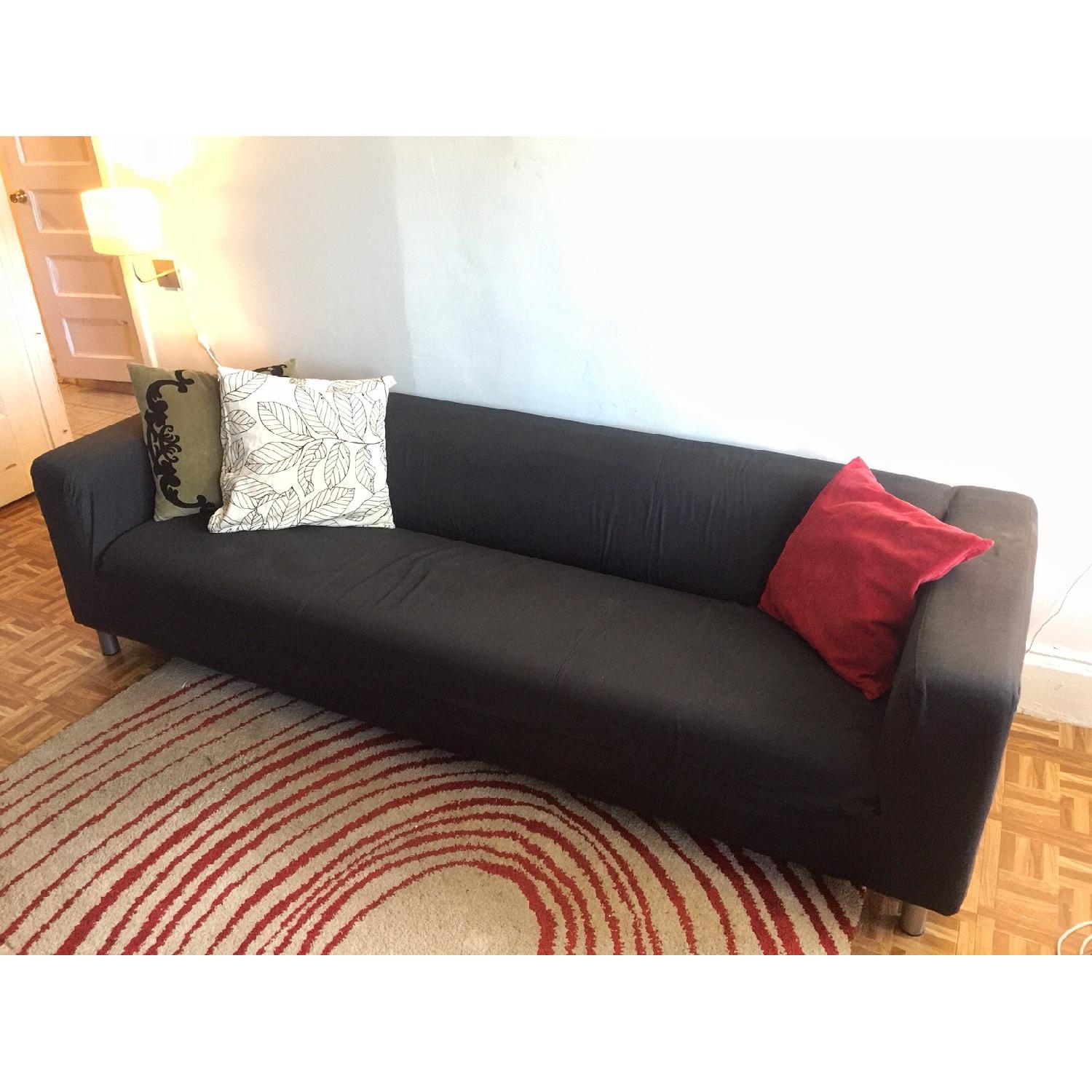 Ikea Black Slipcovered Couch - image-1
