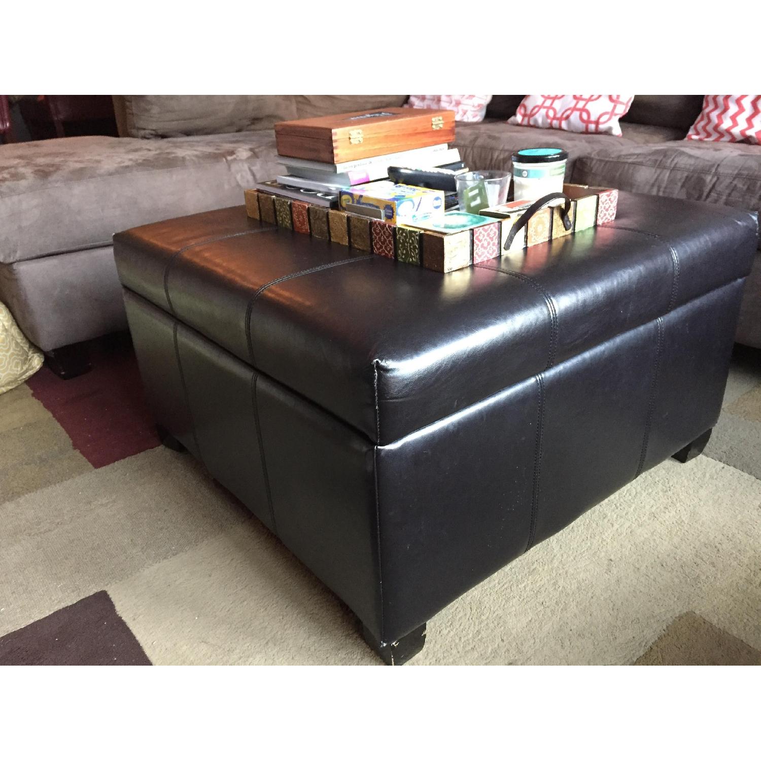Black Ottoman Coffee Table w/ Storage - image-1