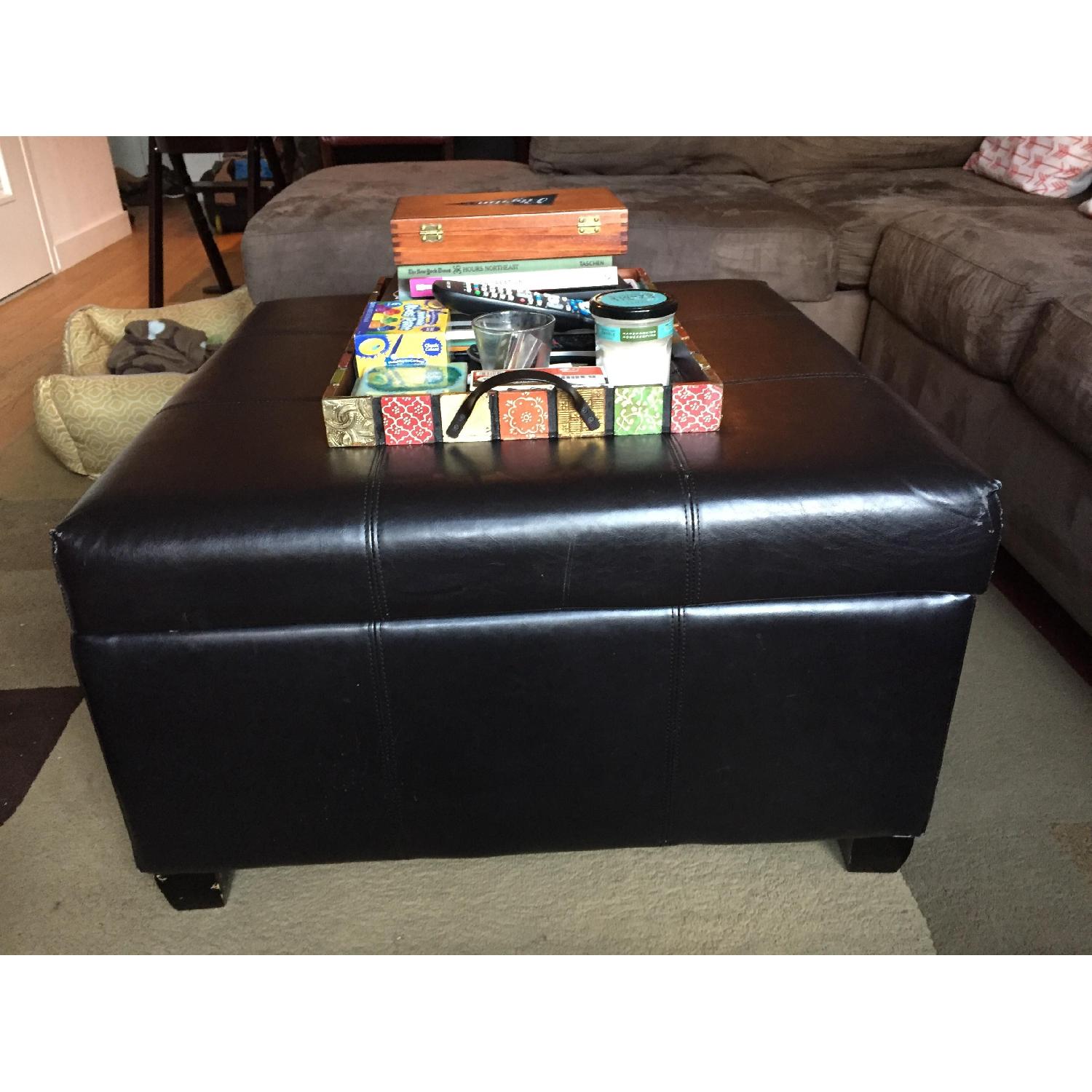 Black Ottoman Coffee Table w/ Storage - image-2
