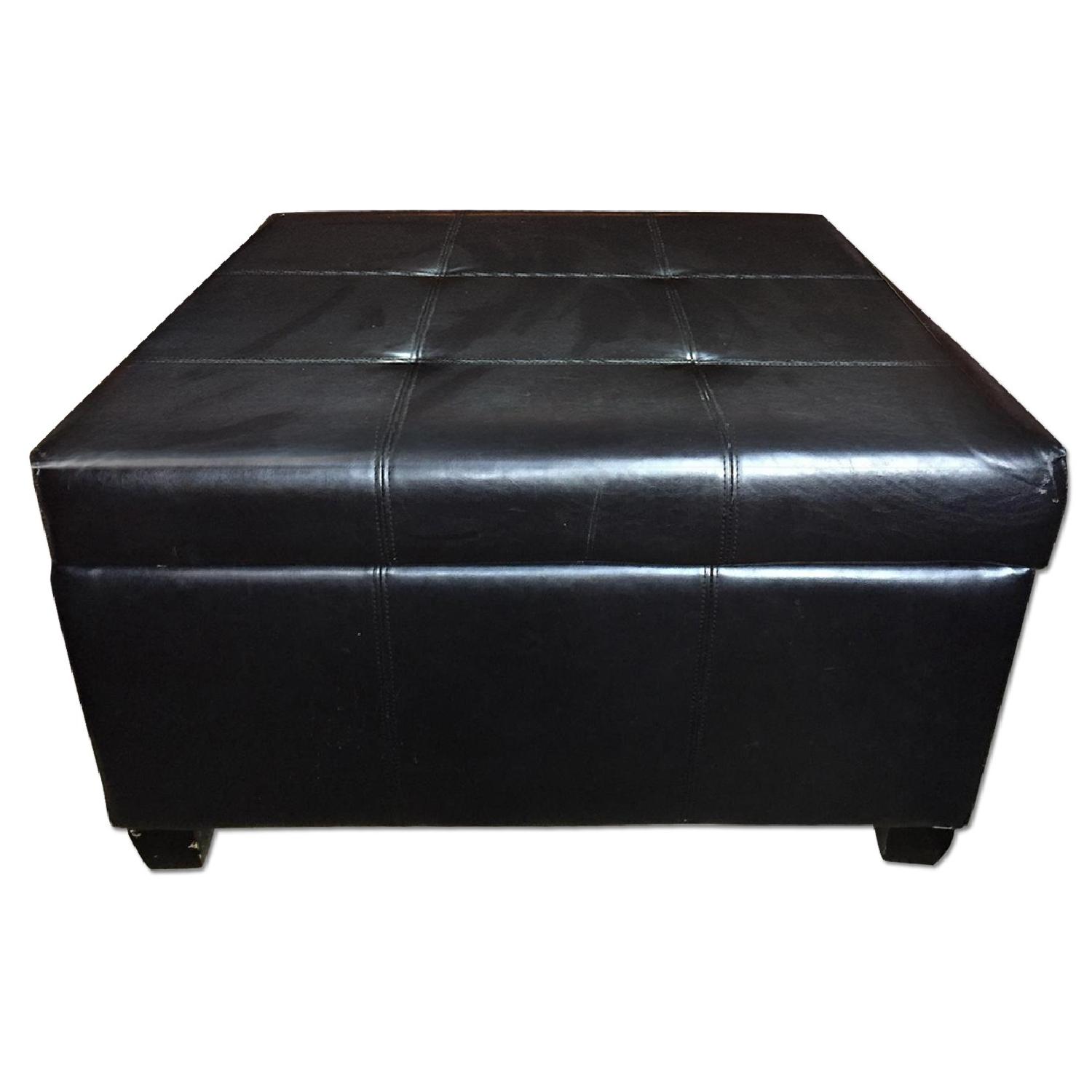 Black Ottoman Coffee Table w/ Storage - image-0
