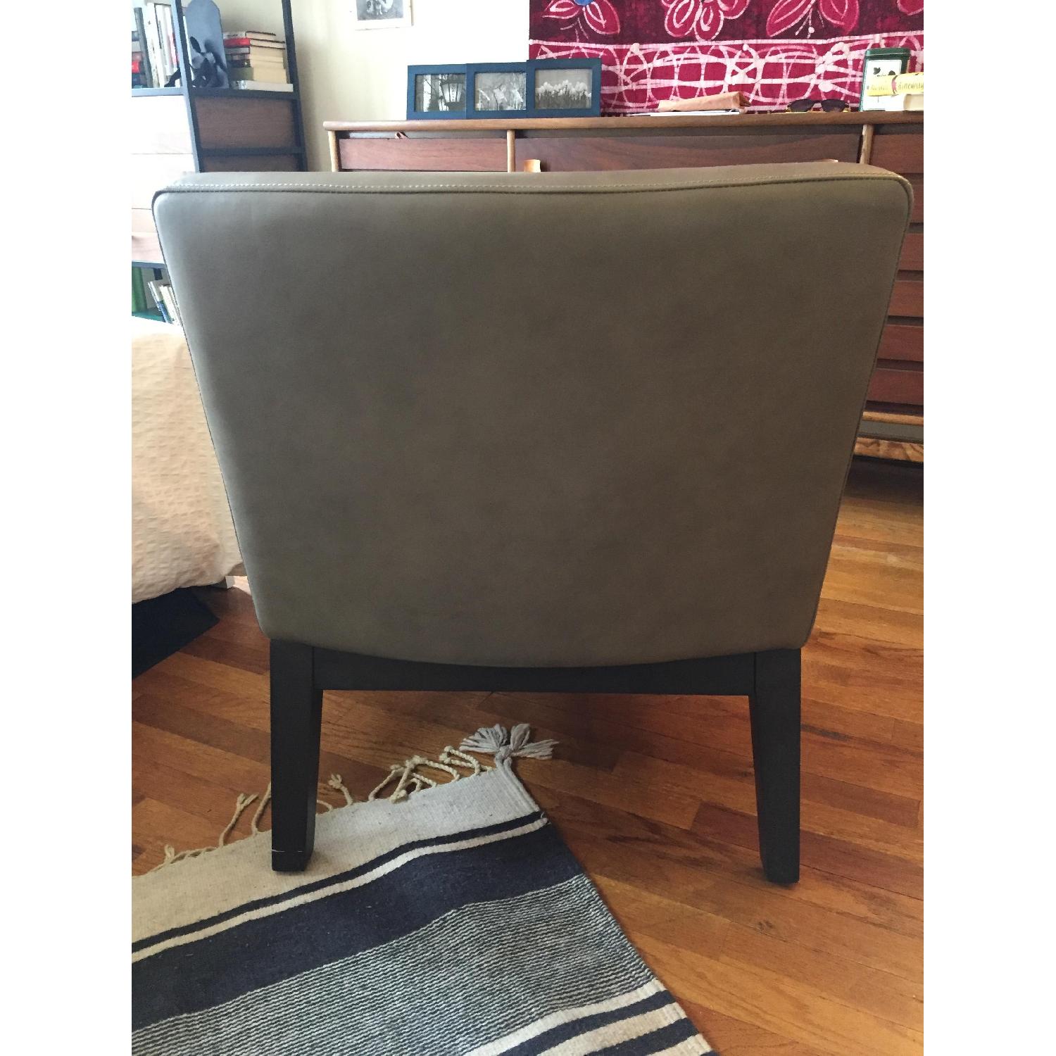 West Elm Grey Leather Slipper Chair - image-3