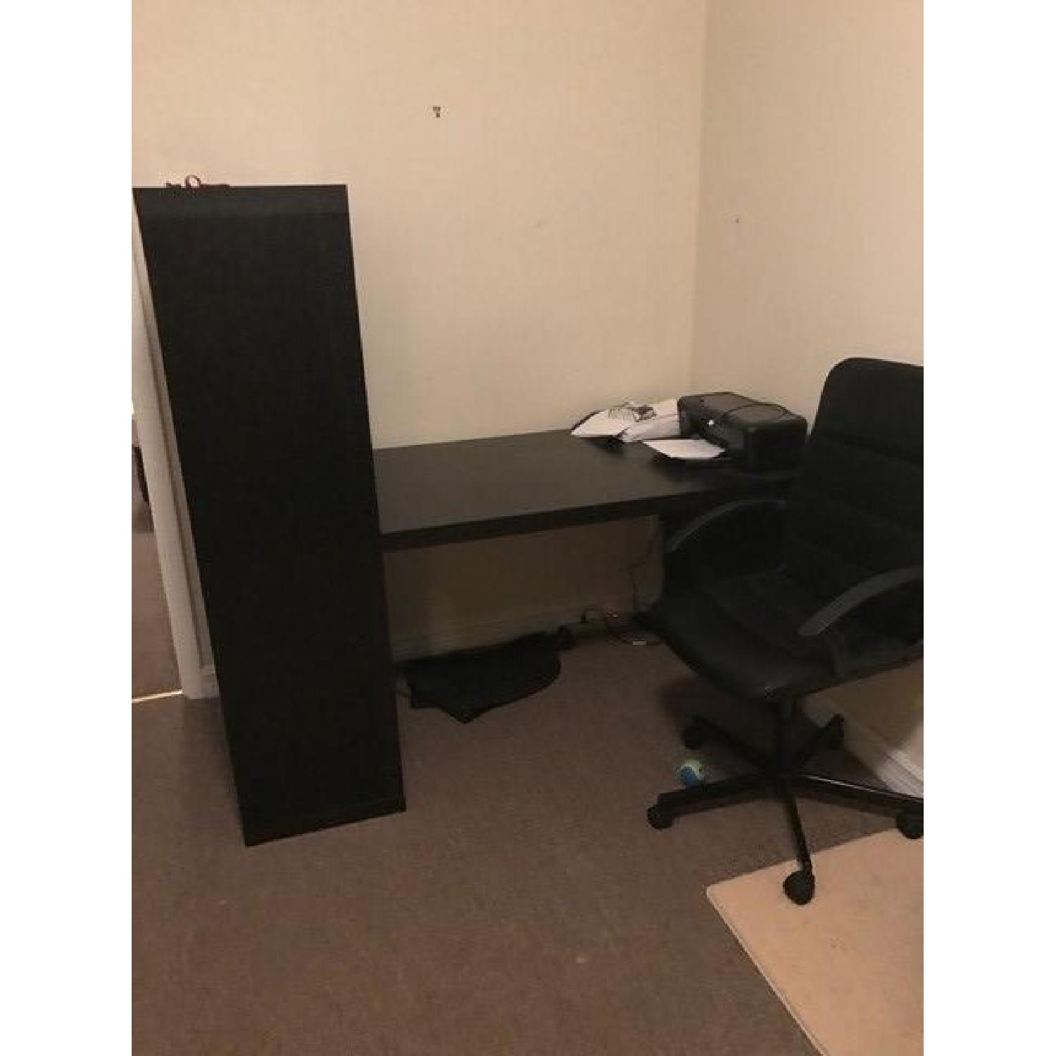 Ikea Computer Desk w/ Black Wood Cubicles & Chair - image-1