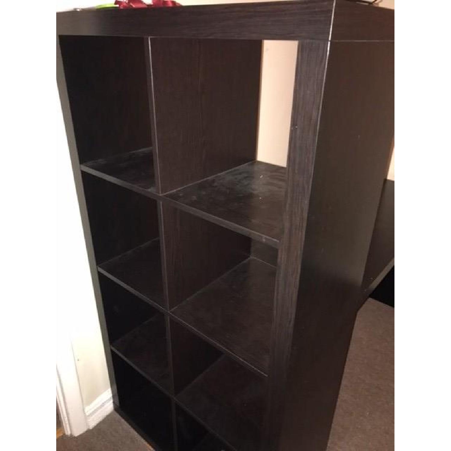 Ikea Computer Desk w/ Black Wood Cubicles & Chair - image-2