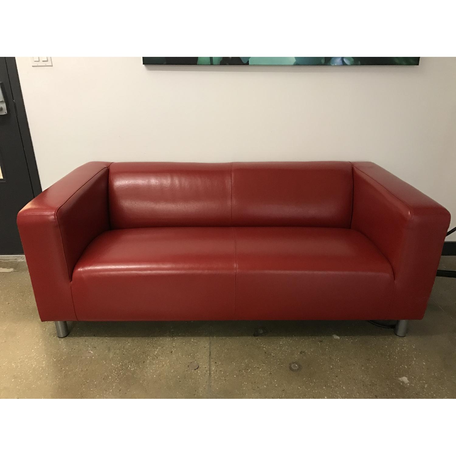 Ikea Klippan Faux Leather Red Couch AptDeco