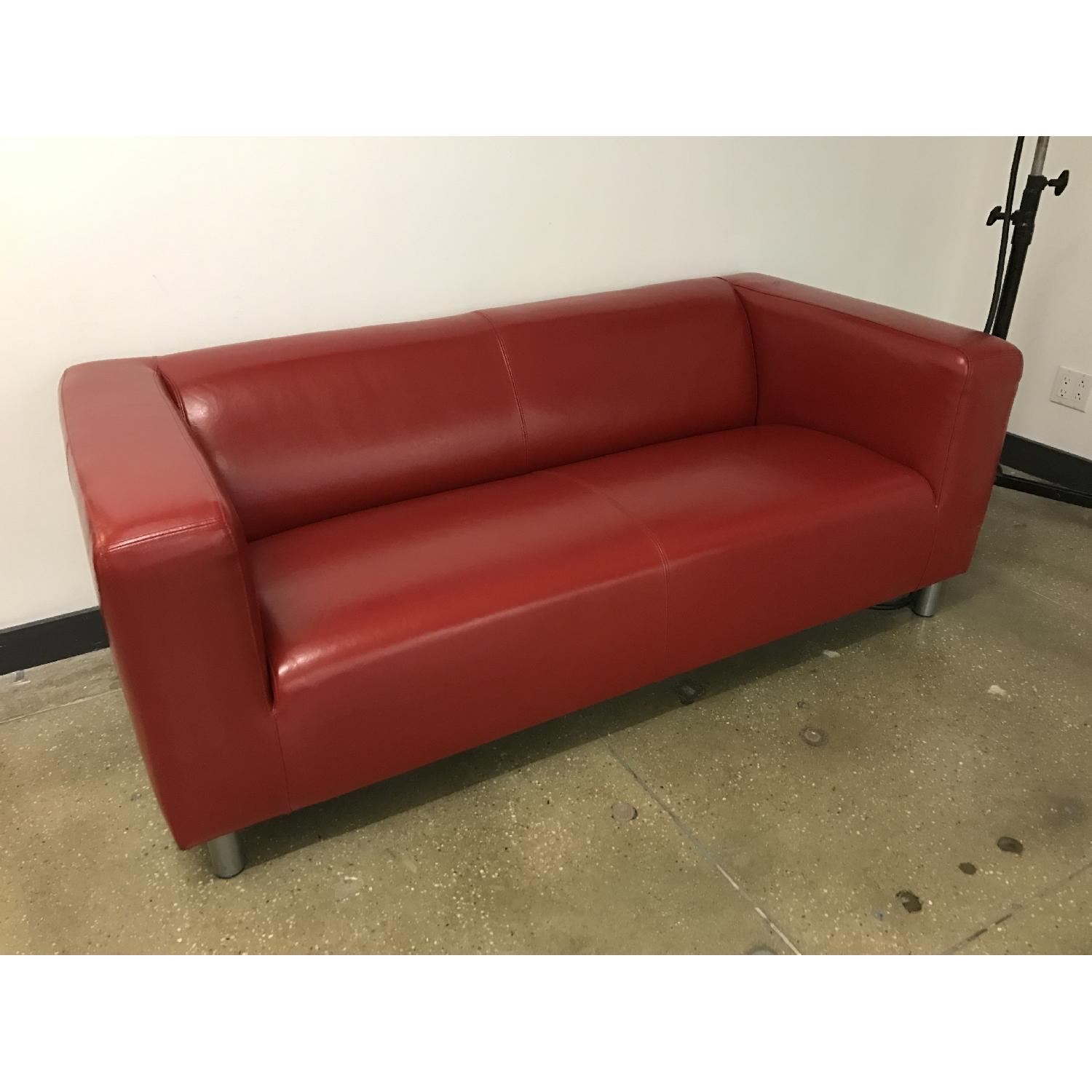 Ikea Klippan Faux Leather Red Couch AptDeco