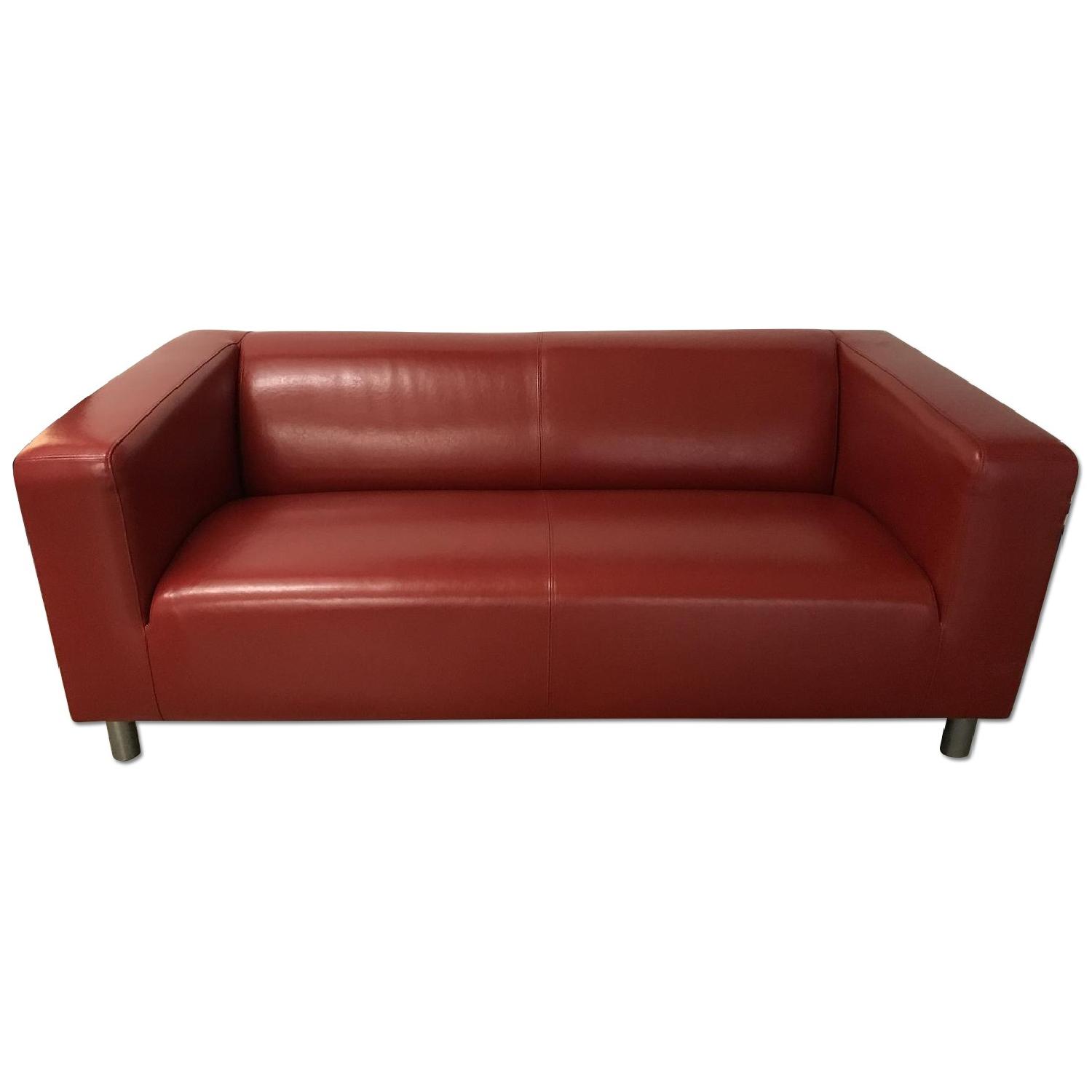 Ikea Klippan Faux Leather Red Couch