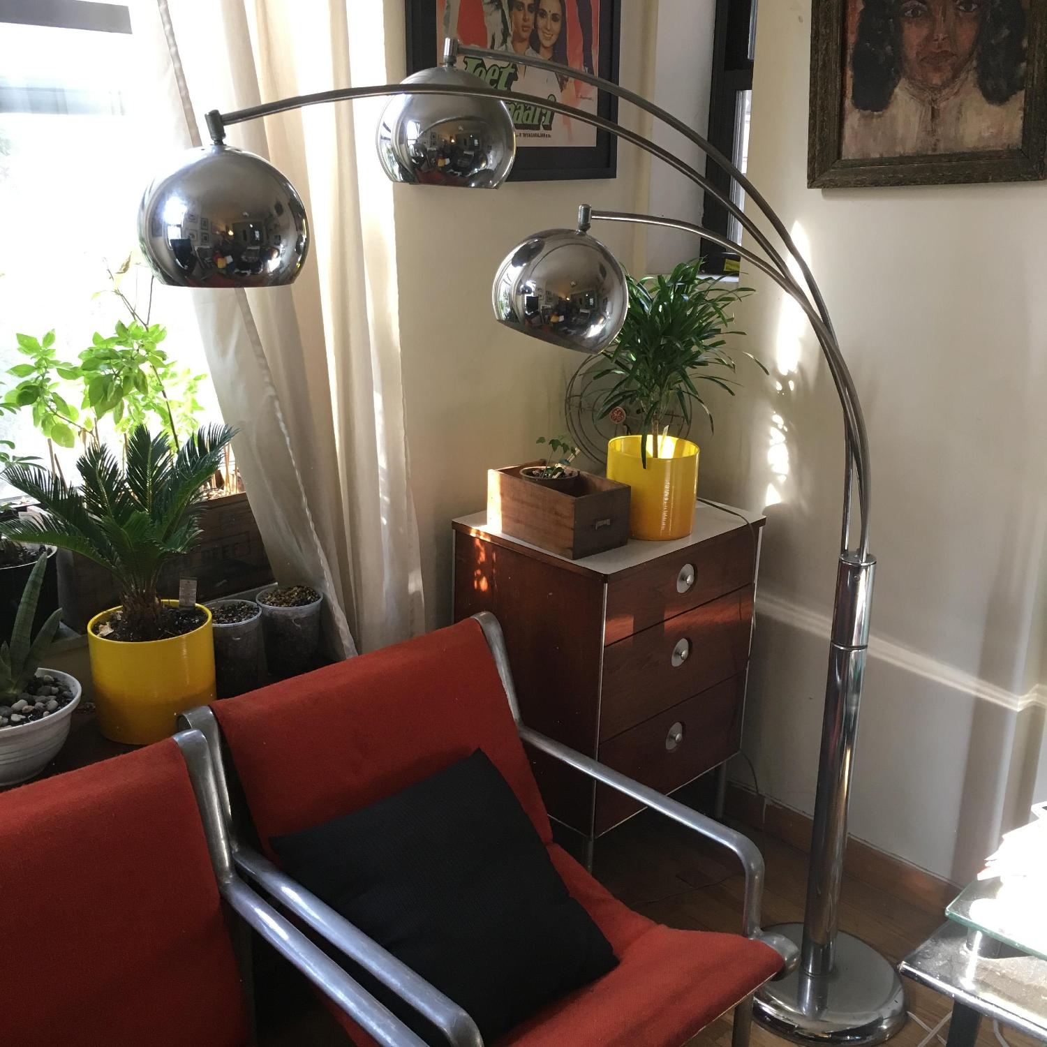 Vintage Mid-Century Chrome Three-Arm Arc Floor Lamp - image-2